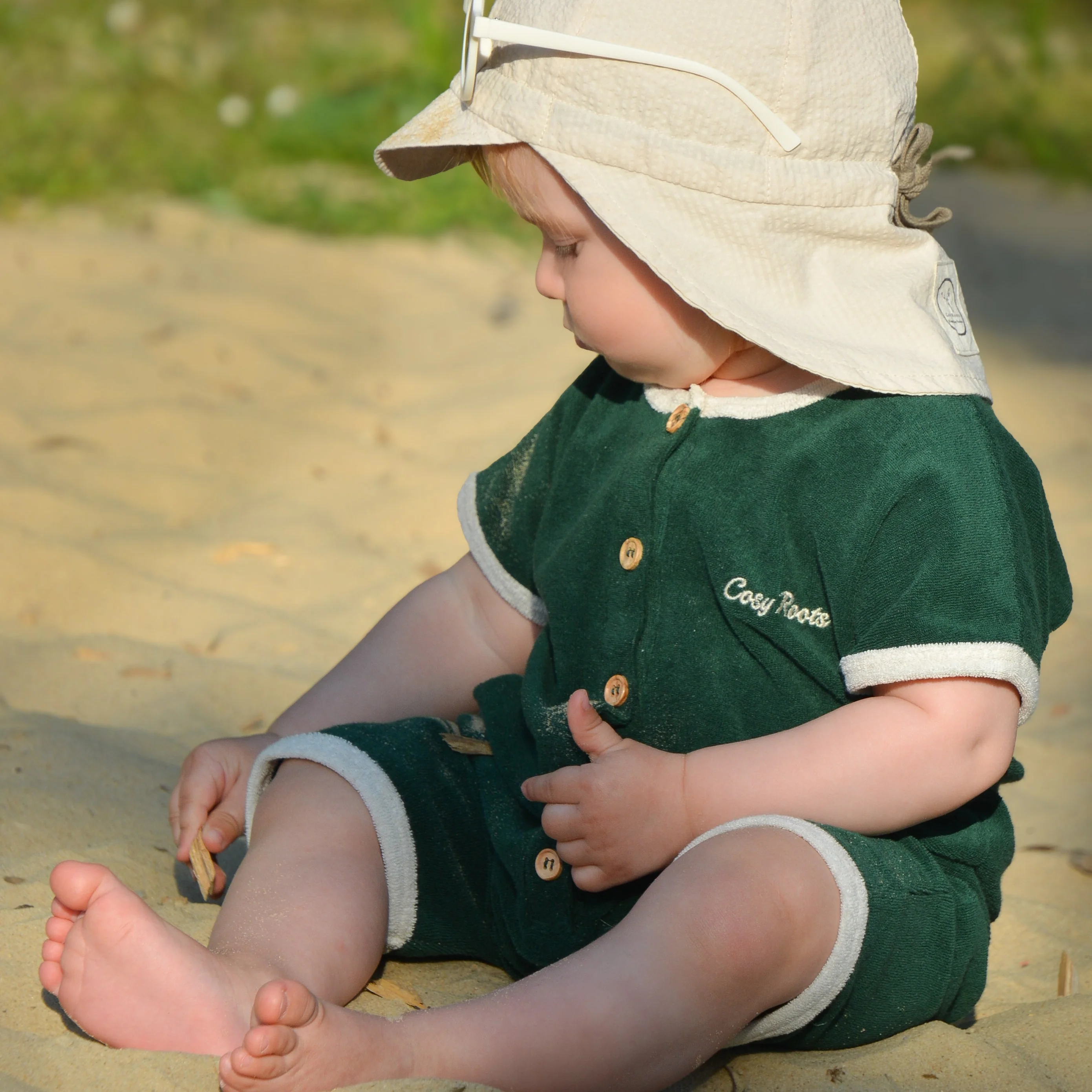 Organic Terry Onesie - Vintage Green - Image 9