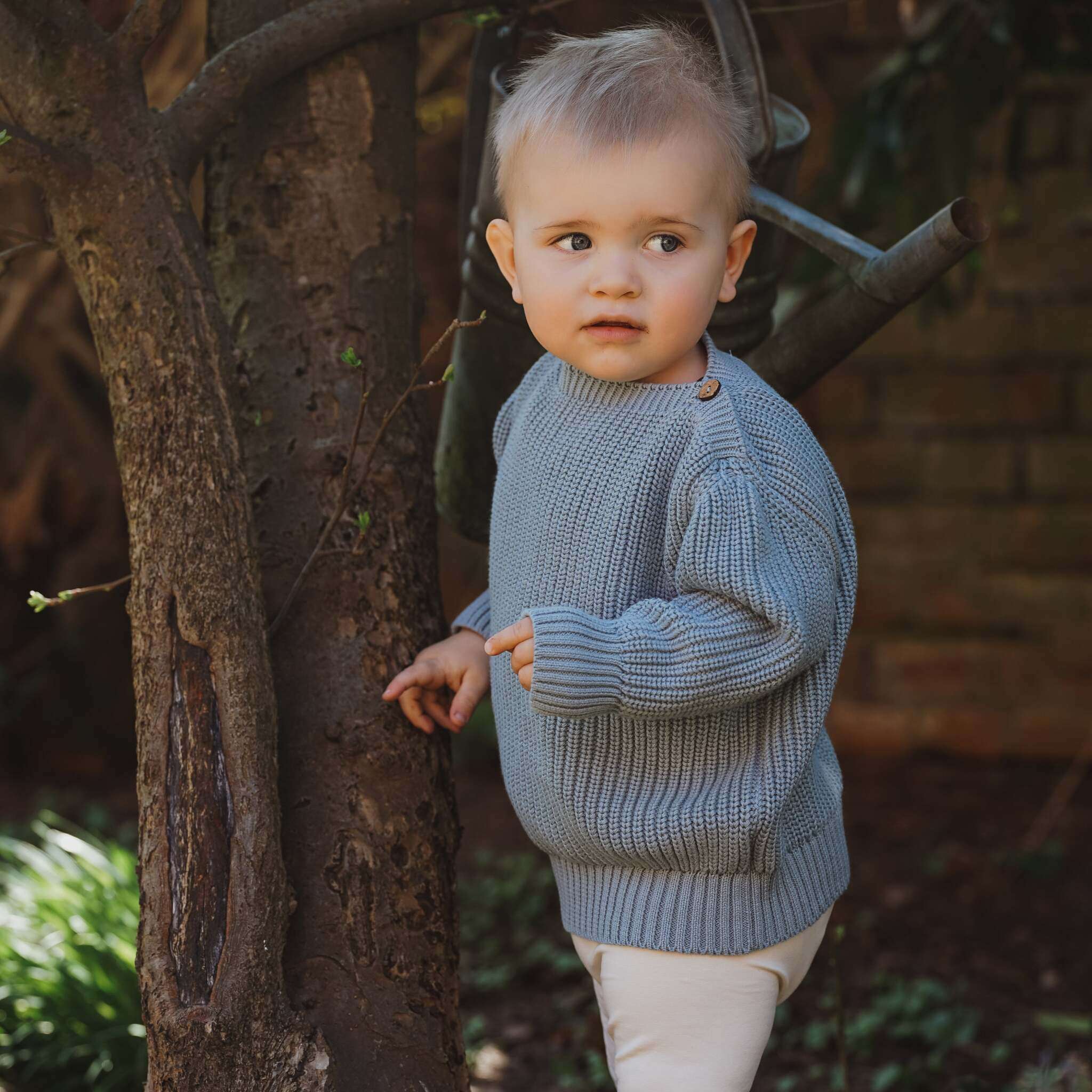 Organic Oversize Knit Pulli - Dusty Blue - Image 7