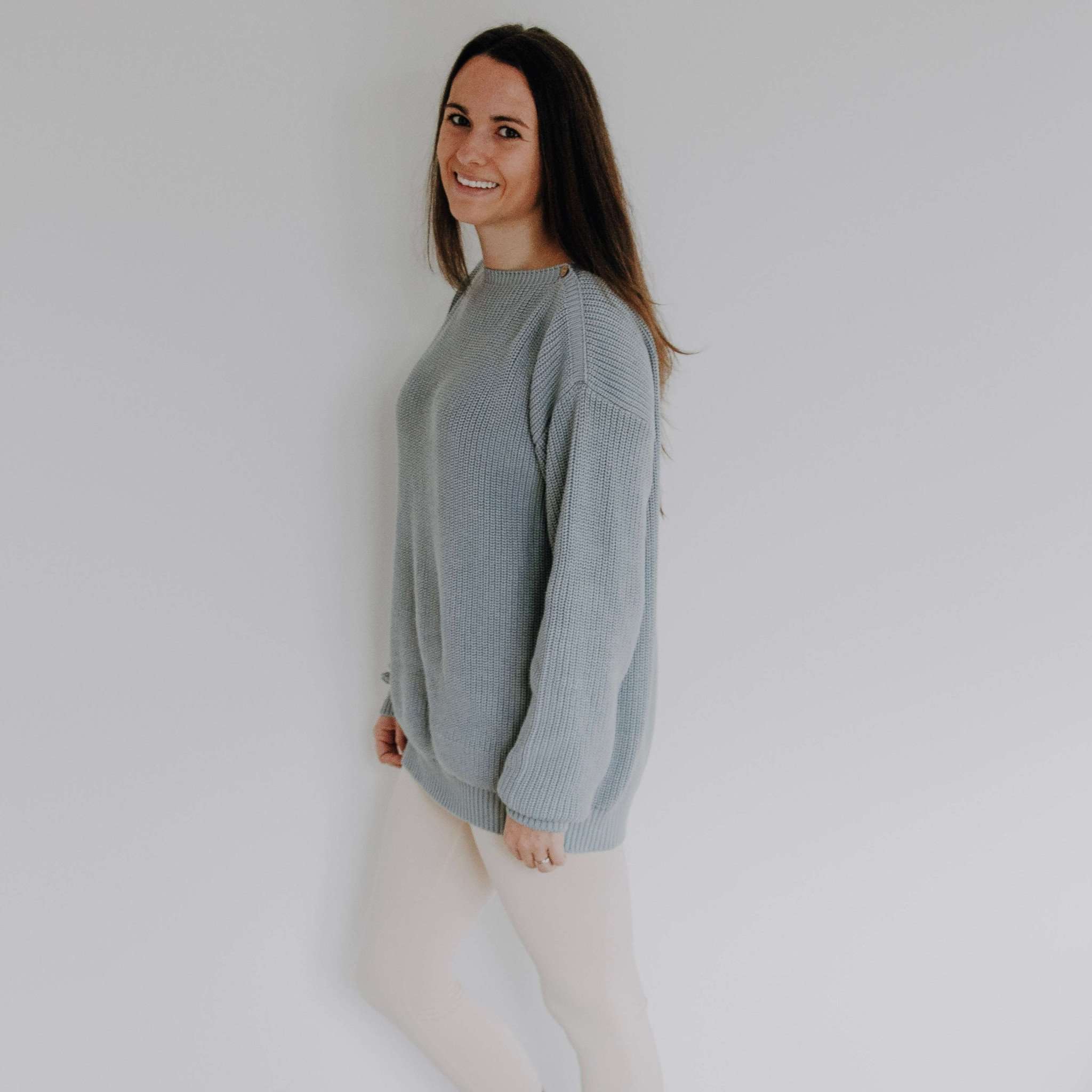 Organic Knit Pulli - MUM - Dusty Blue - SALE - OVERSIZE FIT - Image 4