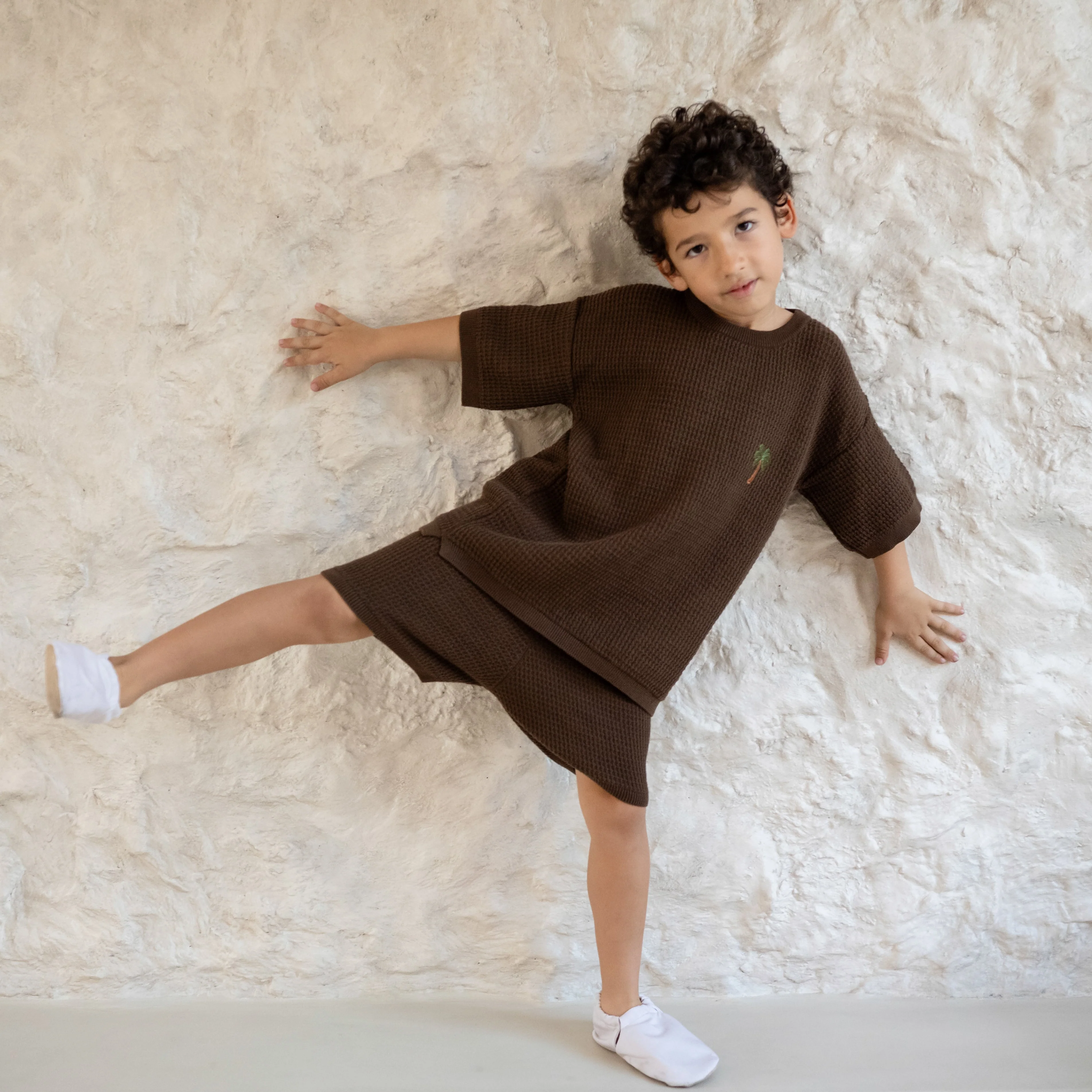 Organic Palm Summer Knit Shirt - Chocolate Brown - Image 9