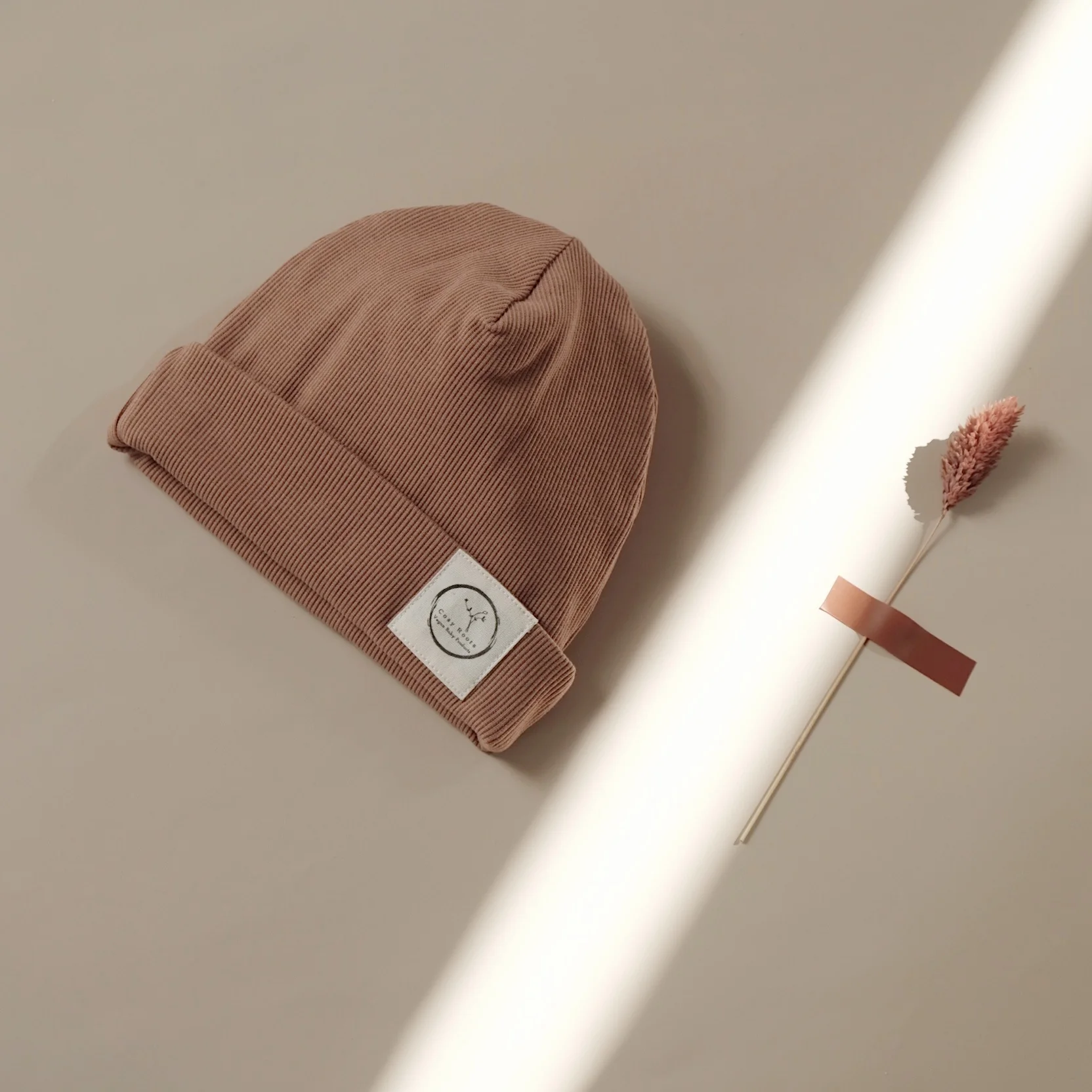 Organic Rib Beanie - Walnut - S A L E - Image 11