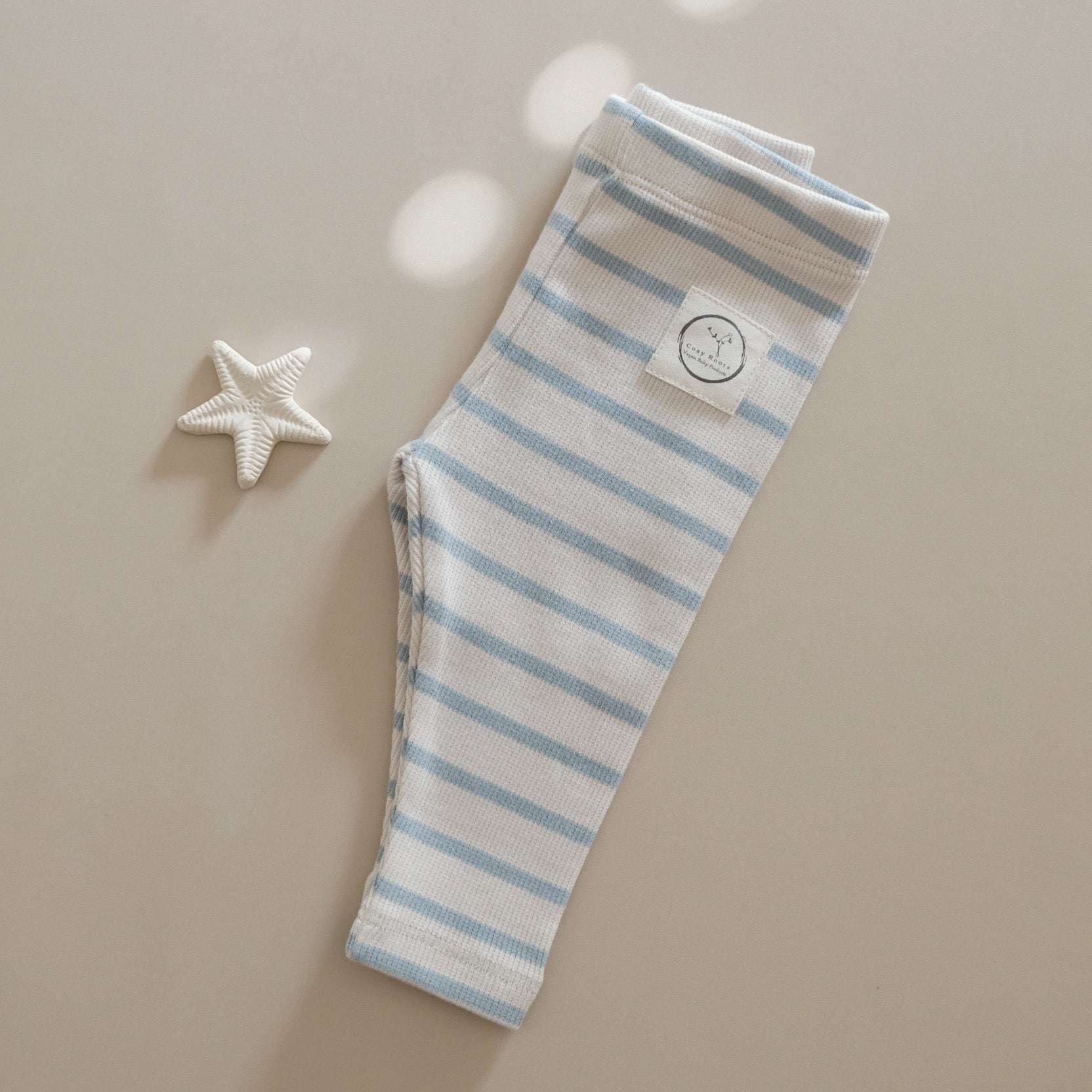 Organic Rib Leggings - Blue Striped - Image 5