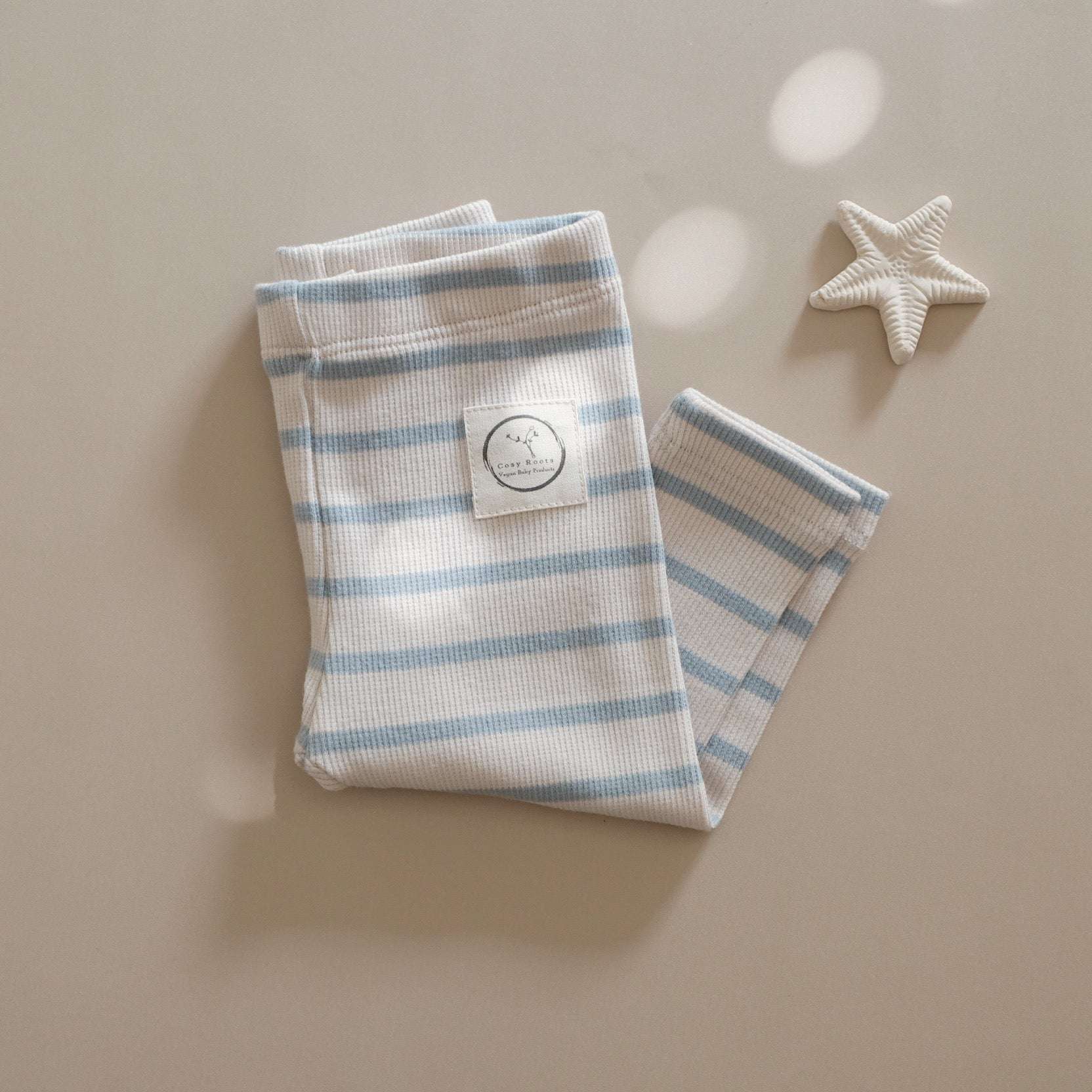 Organic Rib Leggings - Blue Striped - Image 7