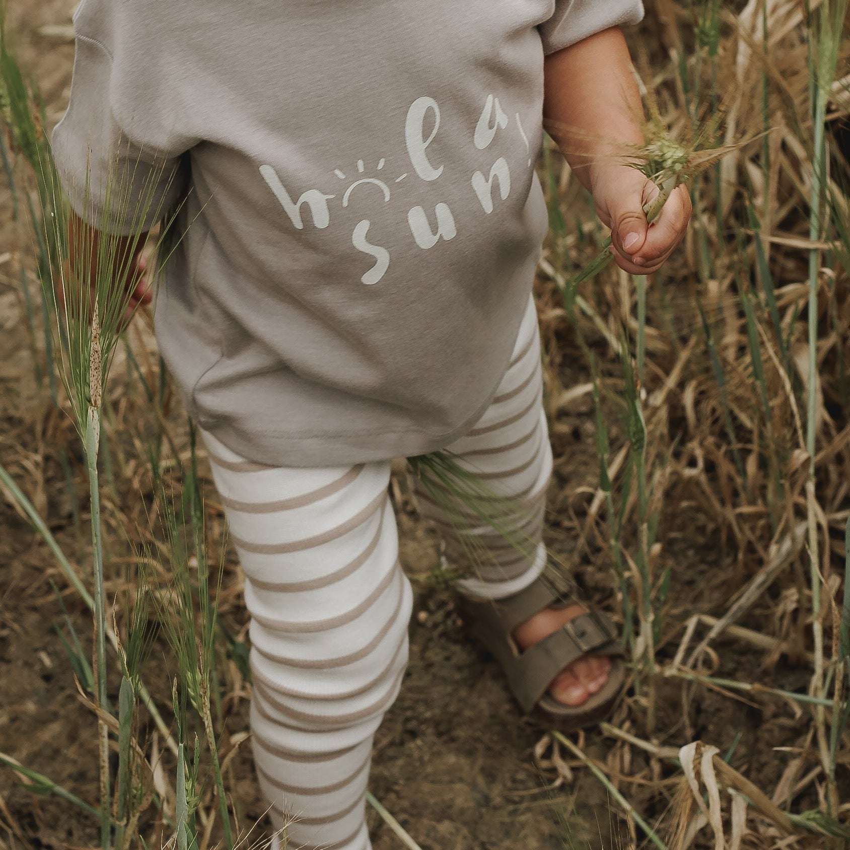 Organic Rib Leggings - Caramel Striped - Image 12