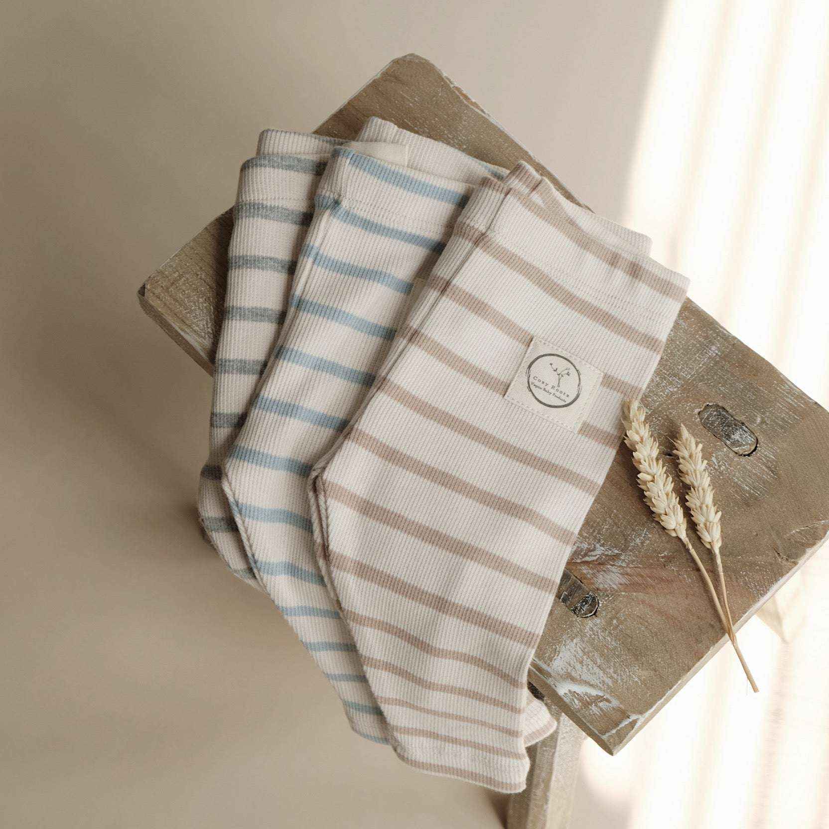 Organic Rib Leggings - Caramel Striped - Image 13