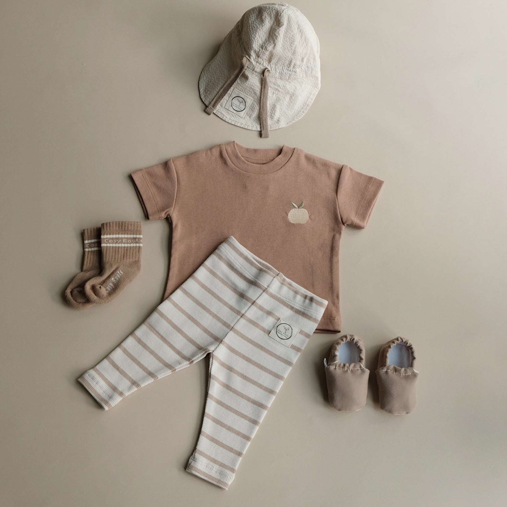 Organic Rib Leggings - Caramel Striped - Image 14