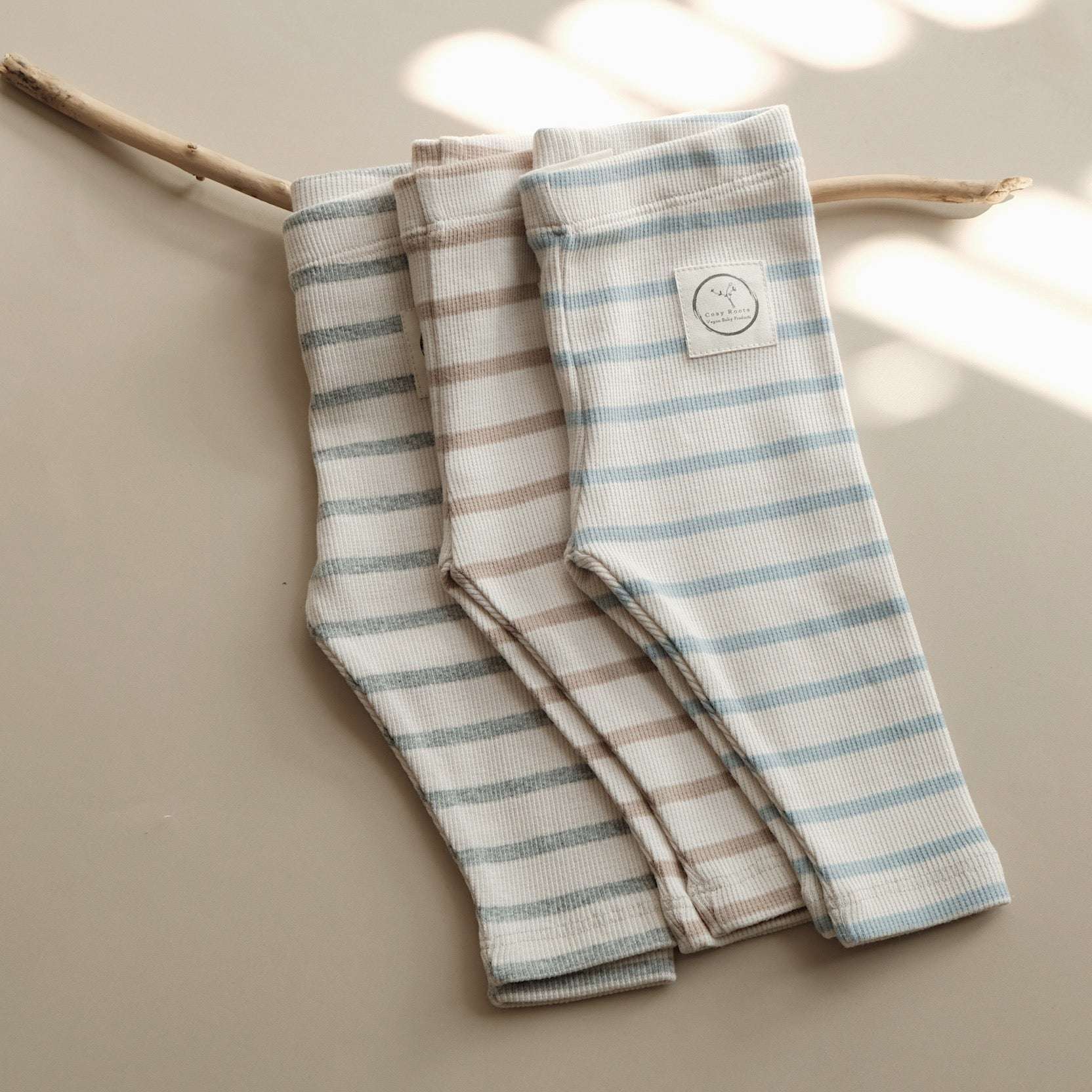 Organic Rib Leggings - Caramel Striped - Image 15