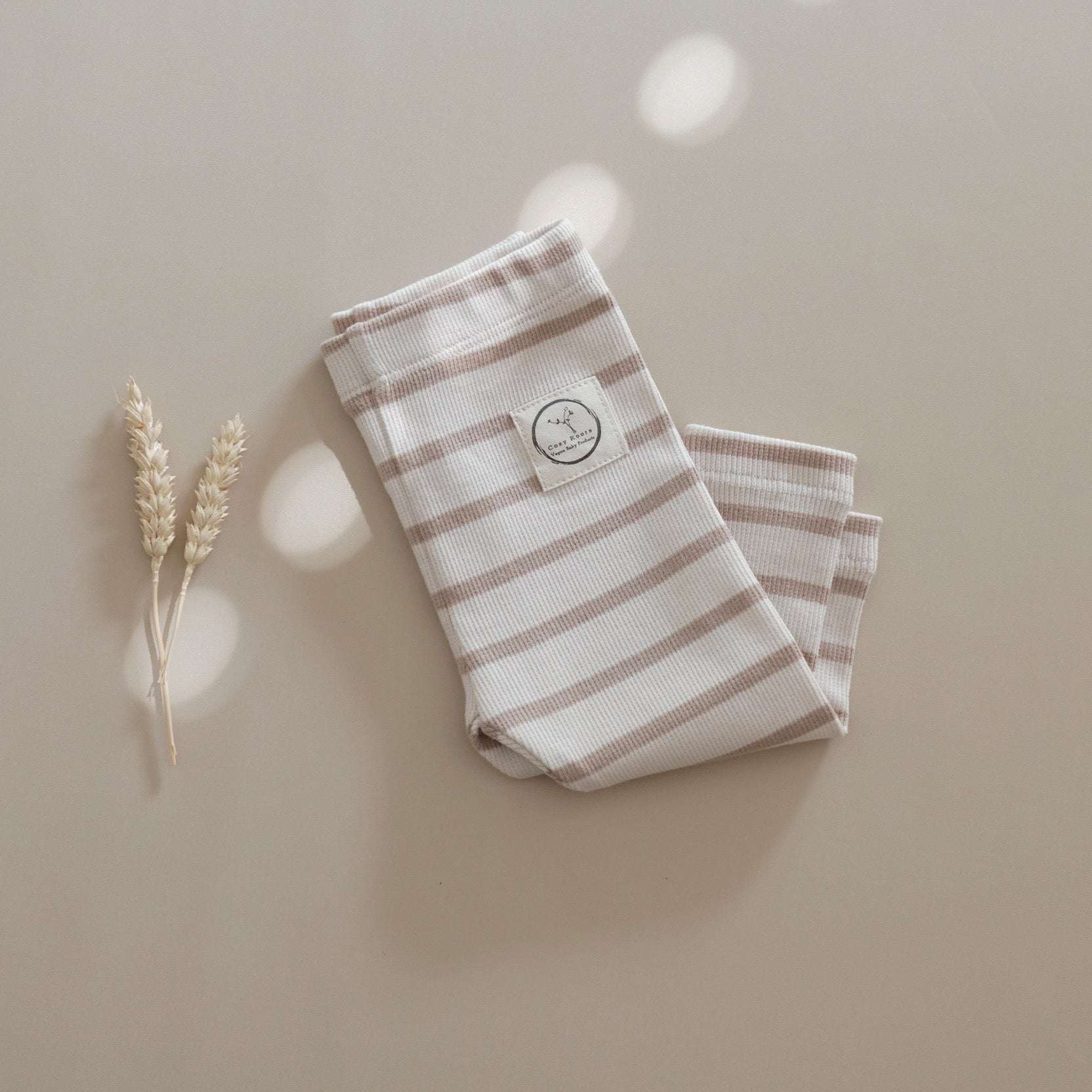Organic Rib Leggings - Caramel Striped - Image 17