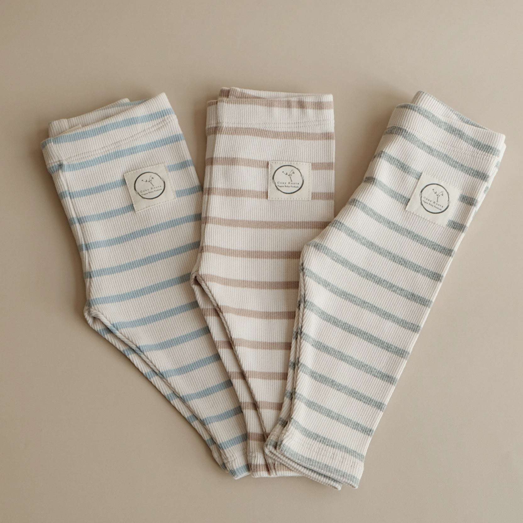 Organic Rib Leggings - Caramel Striped - Image 18