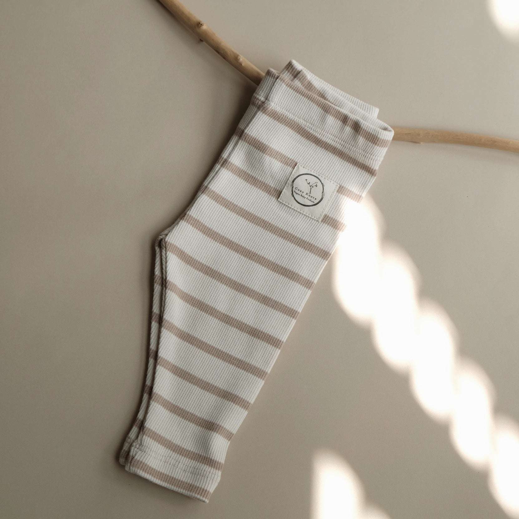 Organic Rib Leggings - Caramel Striped - Image 3