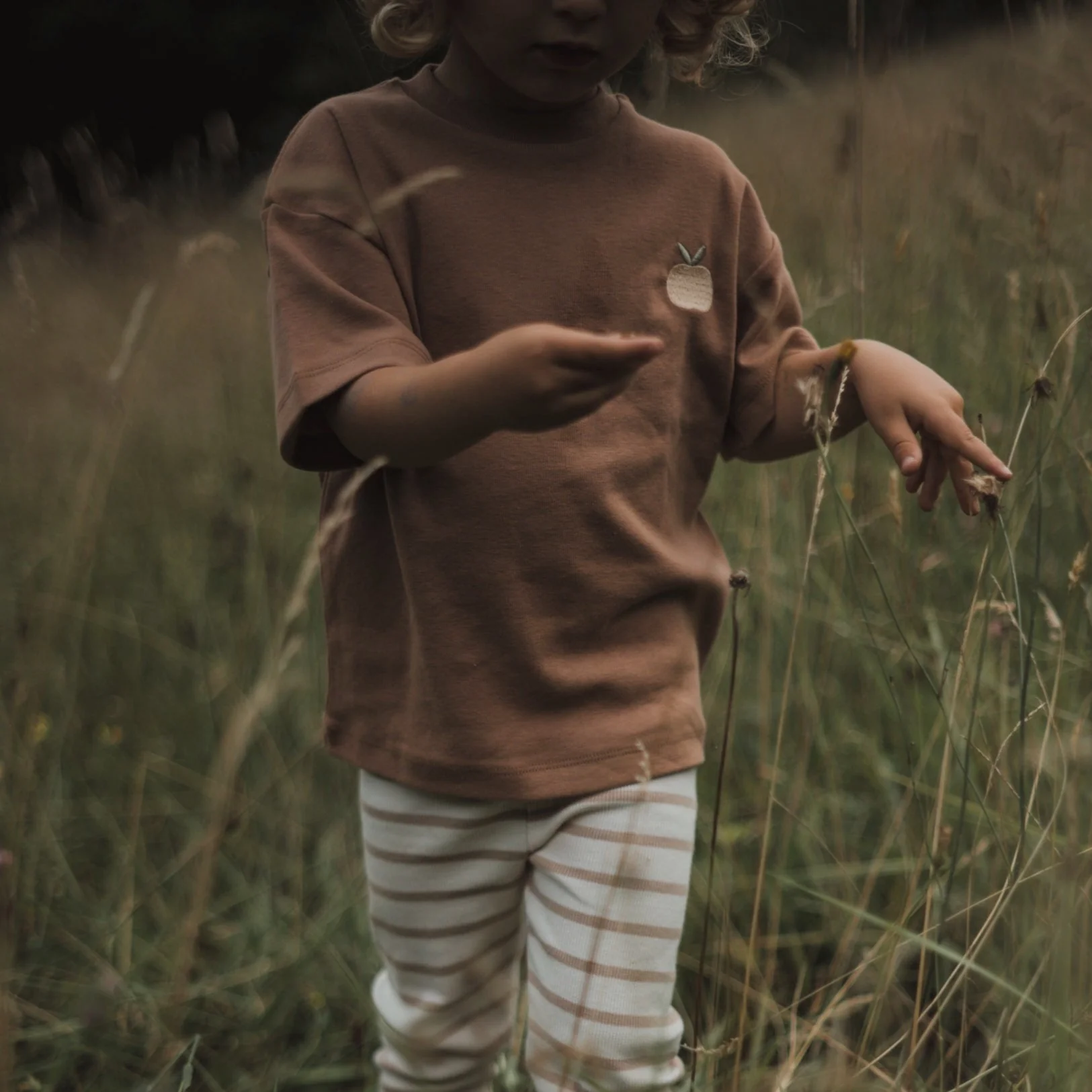 Organic Rib Leggings - Caramel Striped - Image 7