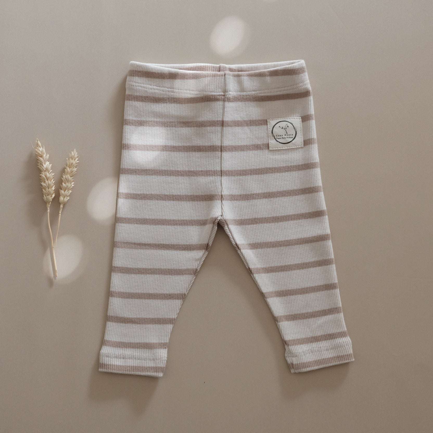 Organic Rib Leggings - Caramel Striped - Image 9