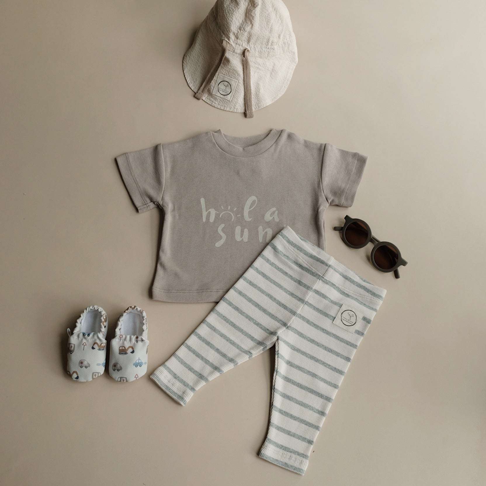 Organic Rib Leggings - Grey Striped - Image 10