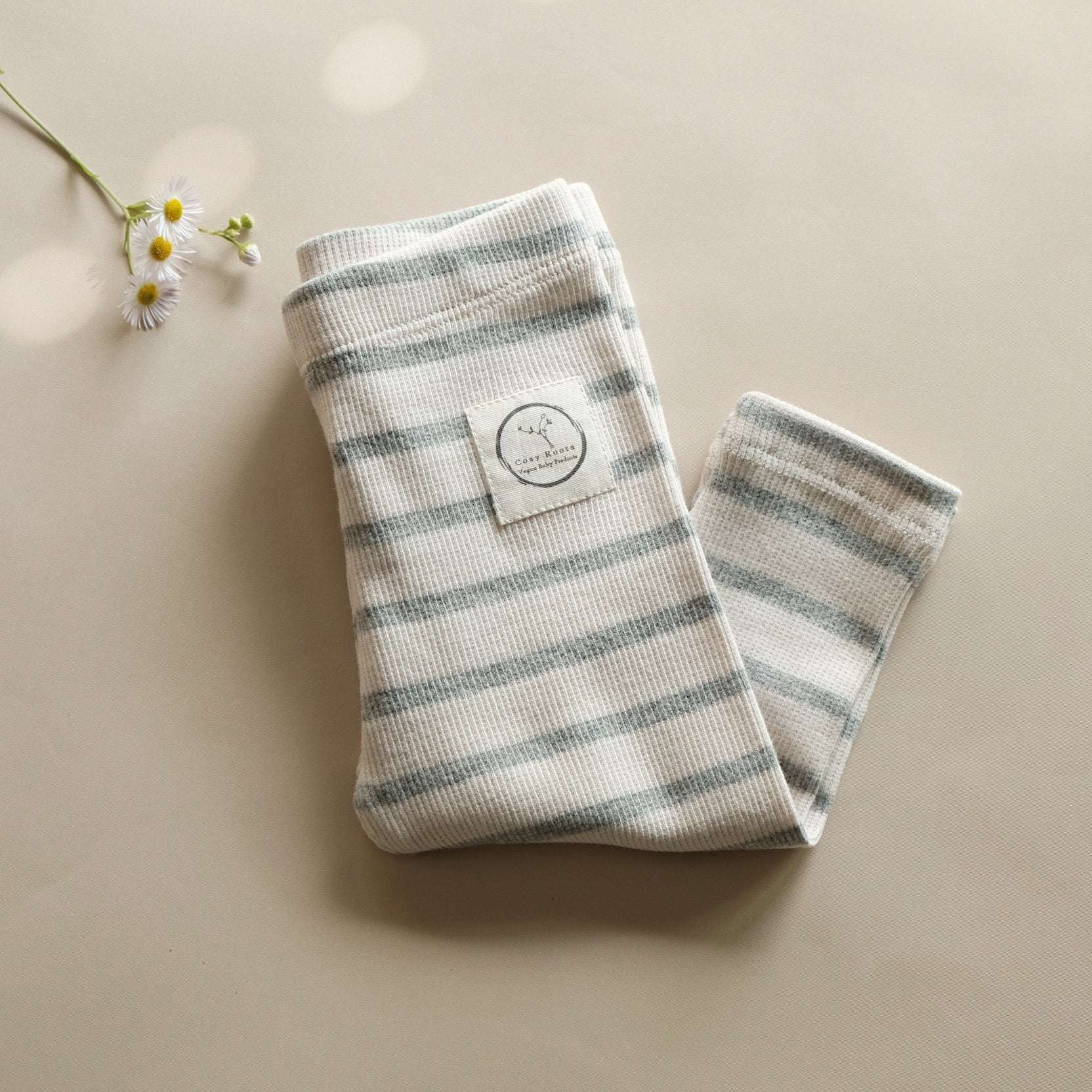 Organic Rib Leggings - Grey Striped - Image 4