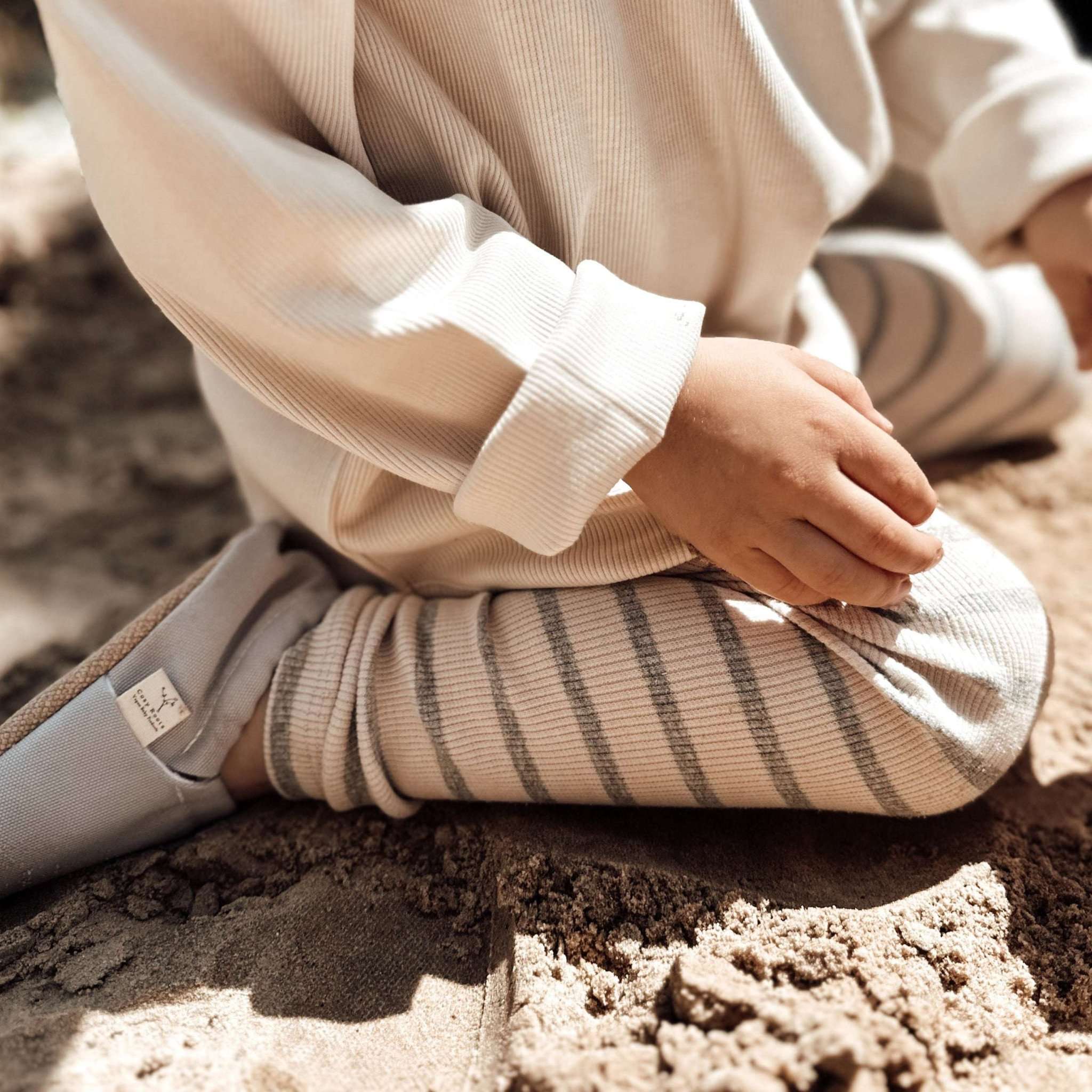 Organic Rib Leggings - Grey Striped - Image 5