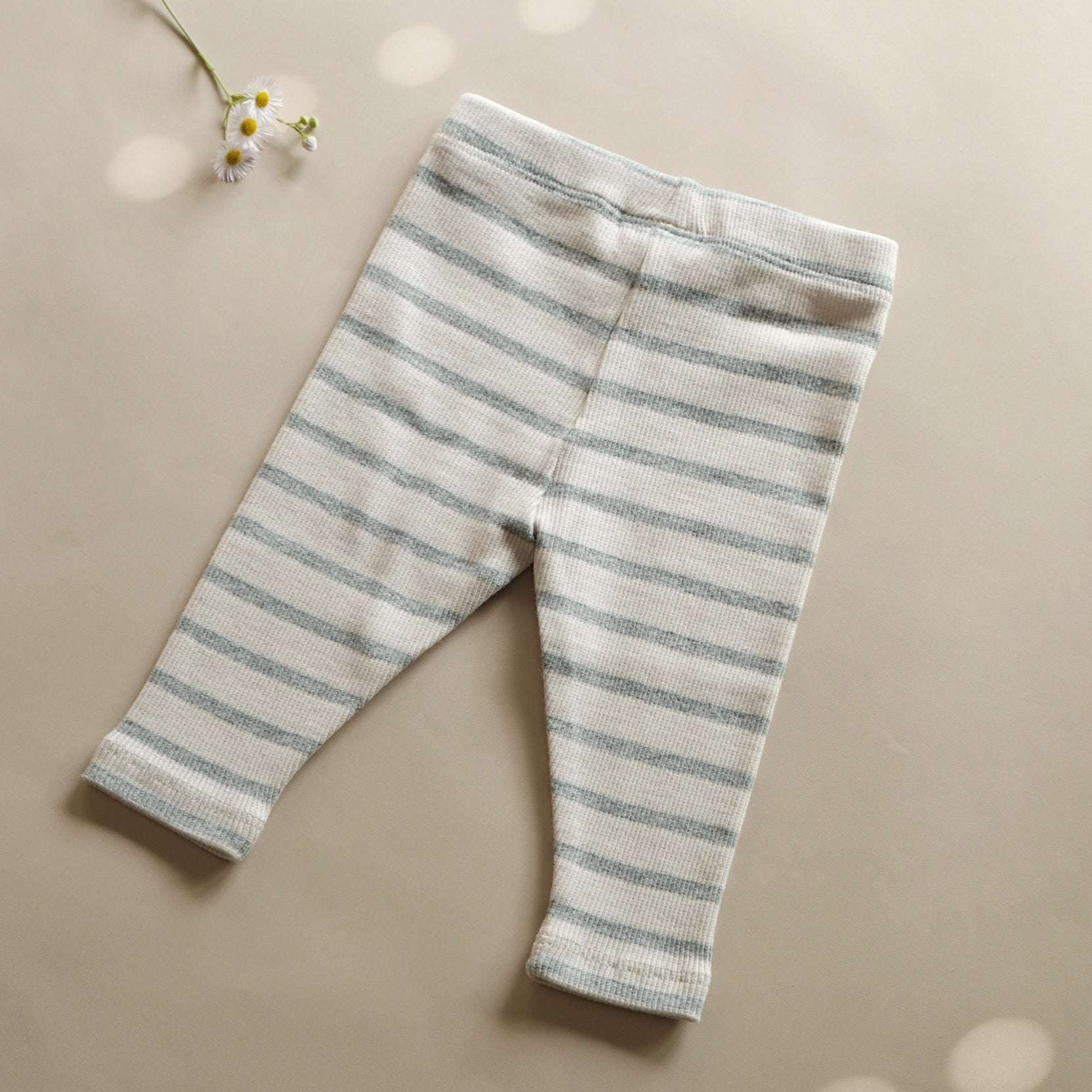 Organic Rib Leggings - Grey Striped - Image 6