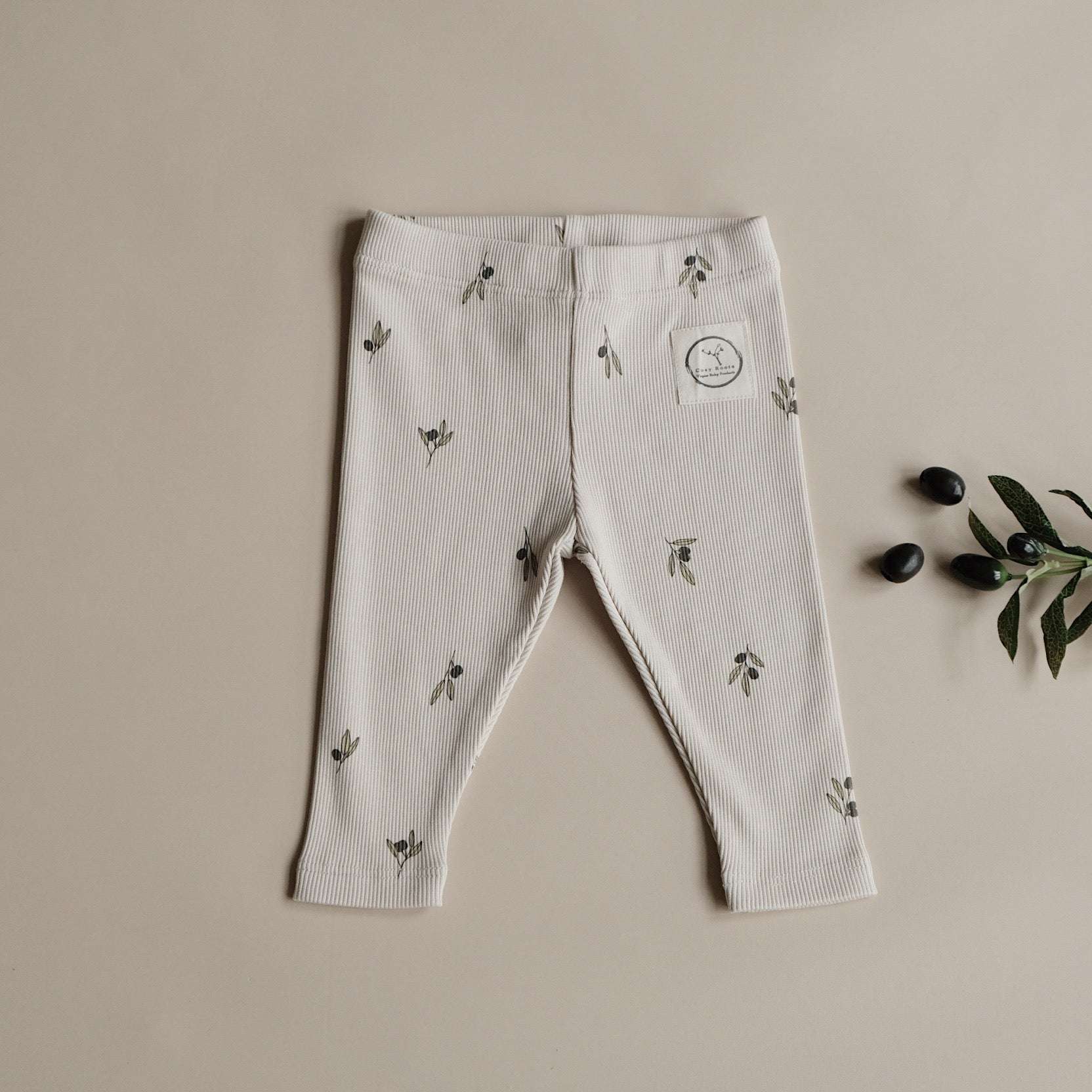 Organic Rib Leggings - Tiny Olives - Image 11