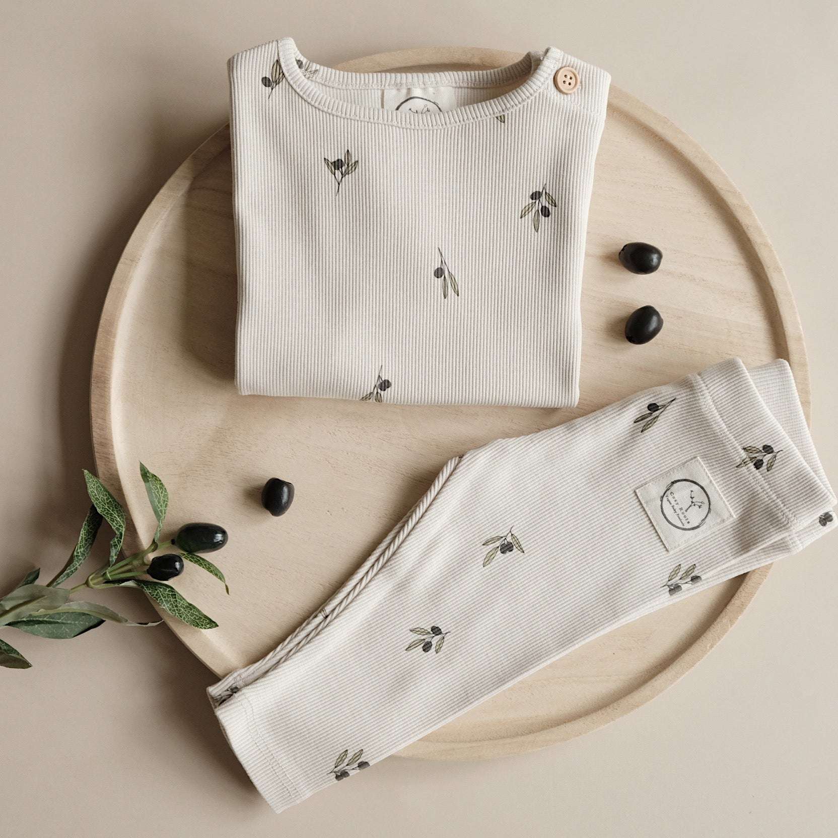 Organic Rib Leggings - Tiny Olives - Image 12