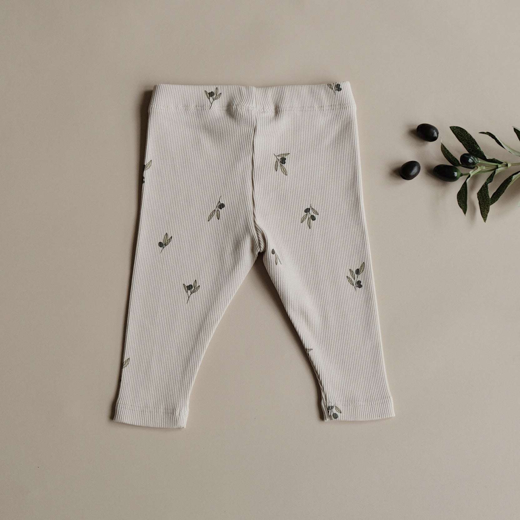 Organic Rib Leggings - Tiny Olives - Image 16
