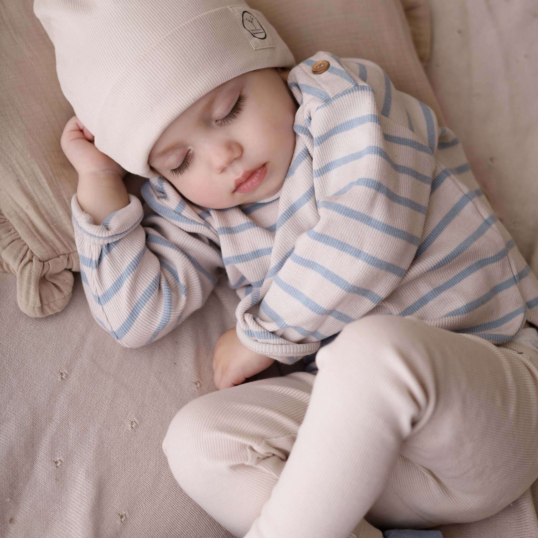 Organic Rib Sweatshirt - Blue Striped - Image 4