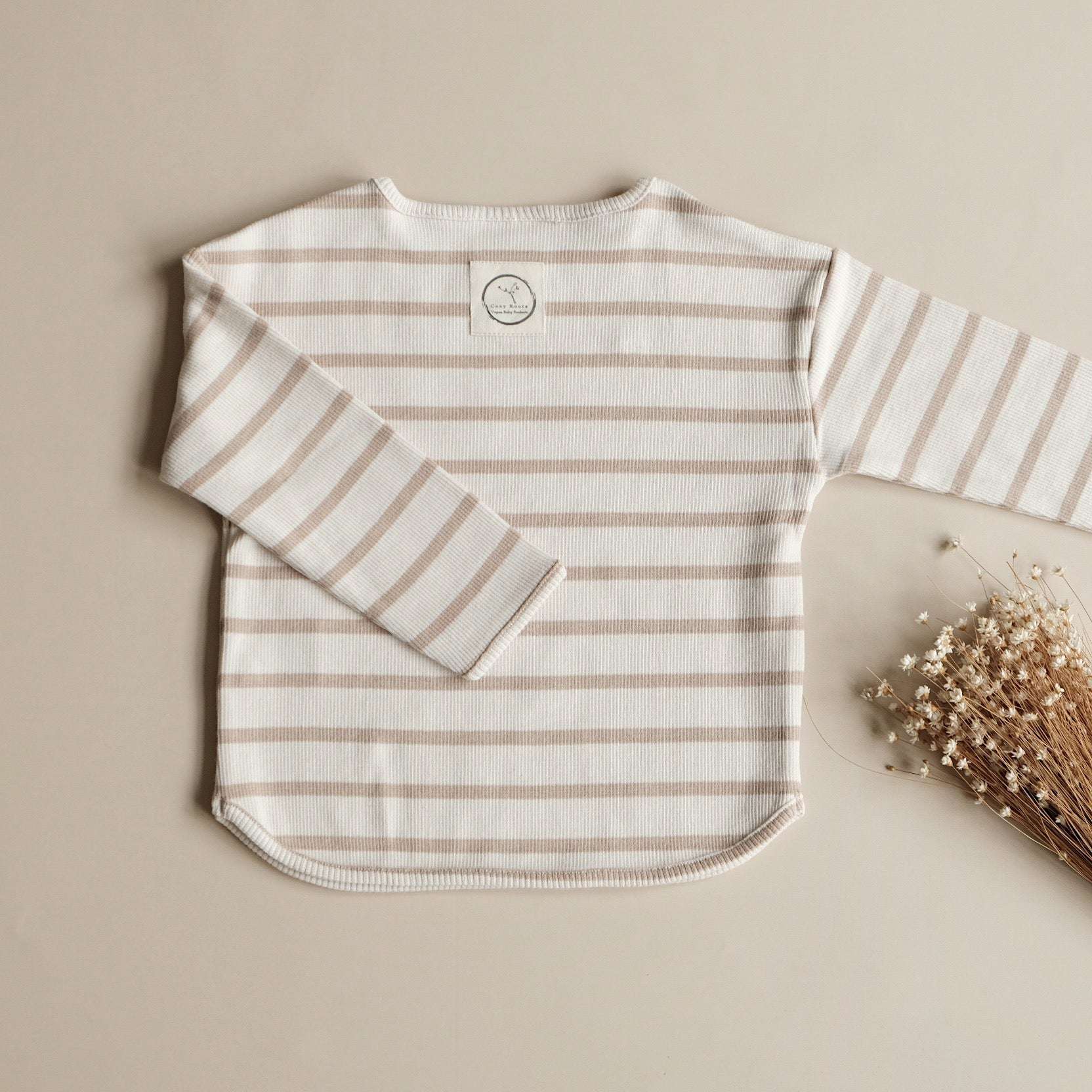 Organic Rib Sweatshirt - Caramel Striped - Image 11