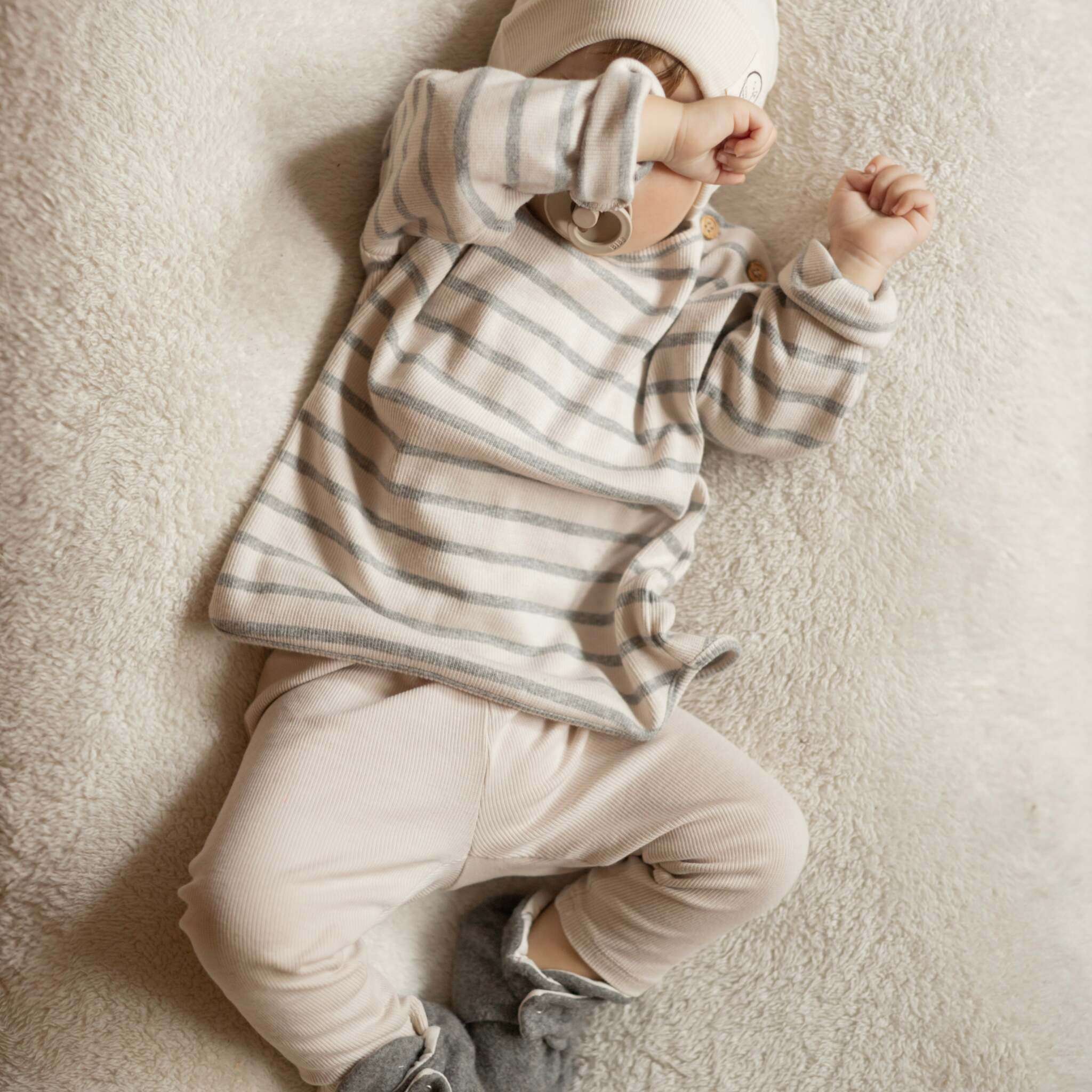 Organic Rib Sweatshirt - Grey Striped - Image 5