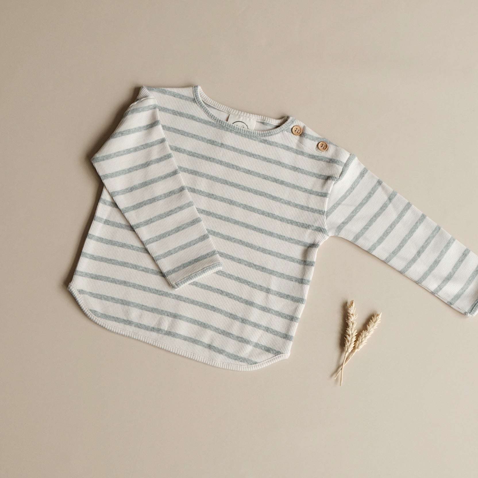Organic Rib Sweatshirt - Grey Striped - Image 6