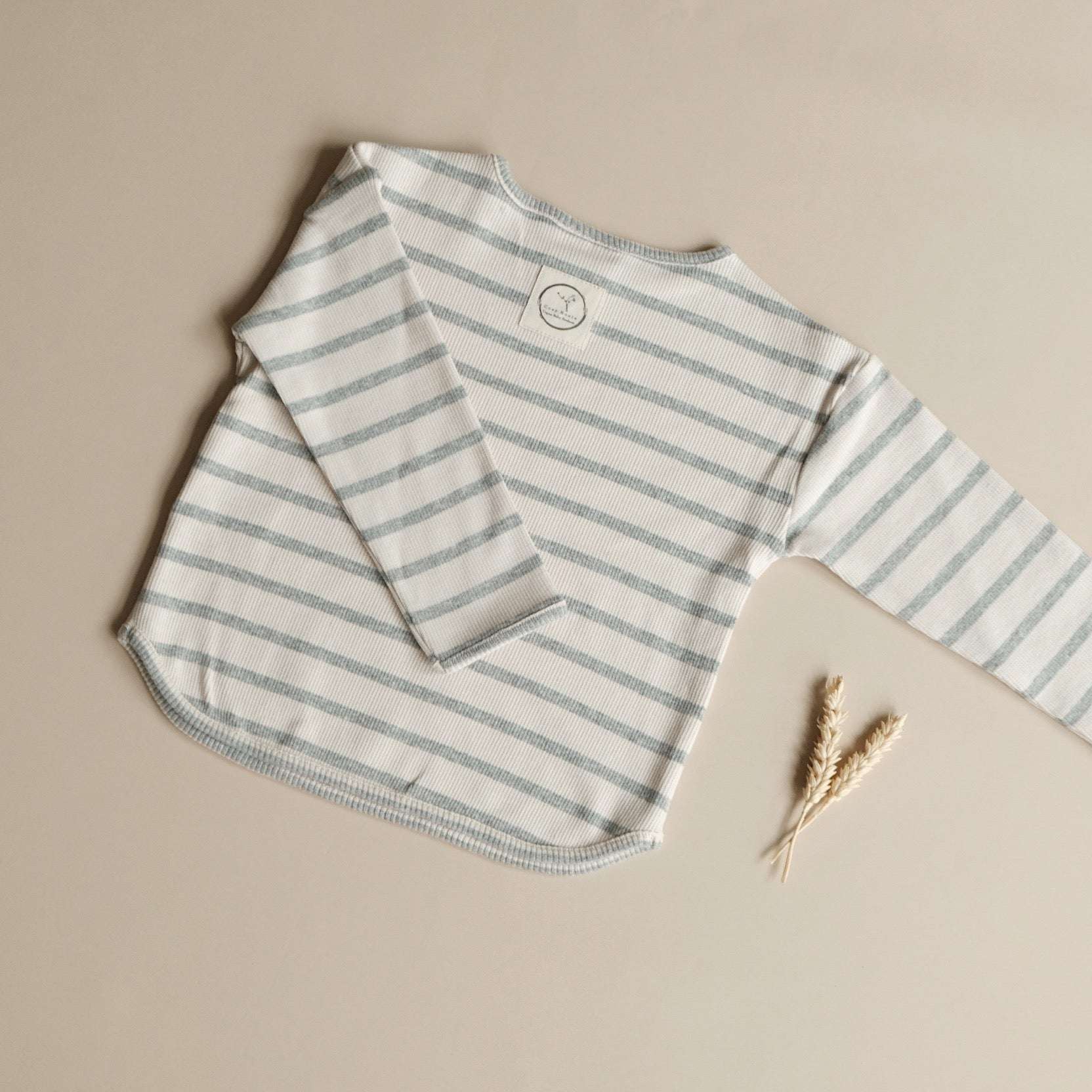 Organic Rib Sweatshirt - Grey Striped - Image 7