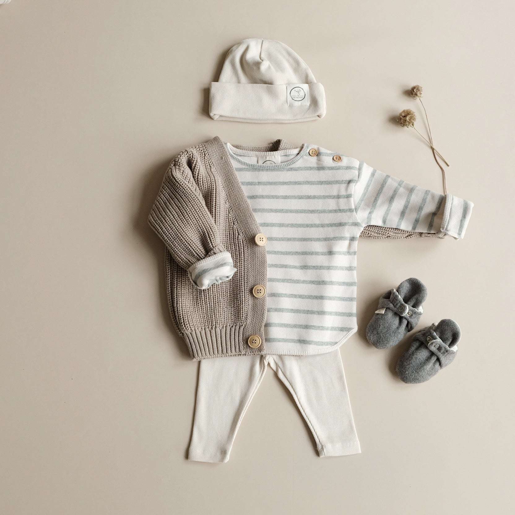 Organic Rib Sweatshirt - Grey Striped - Image 9