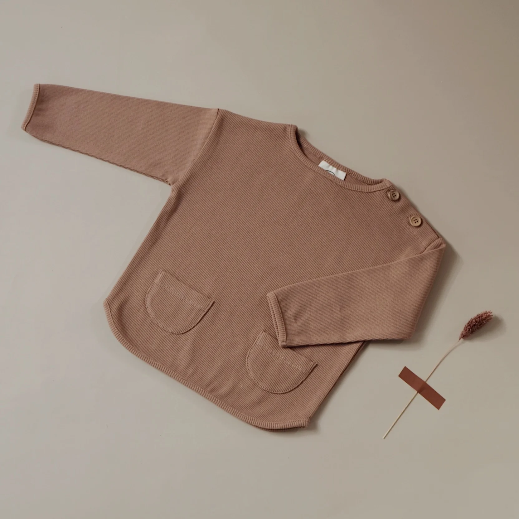 Organic Rib Sweatshirt - Walnut- S A L E - Image 9