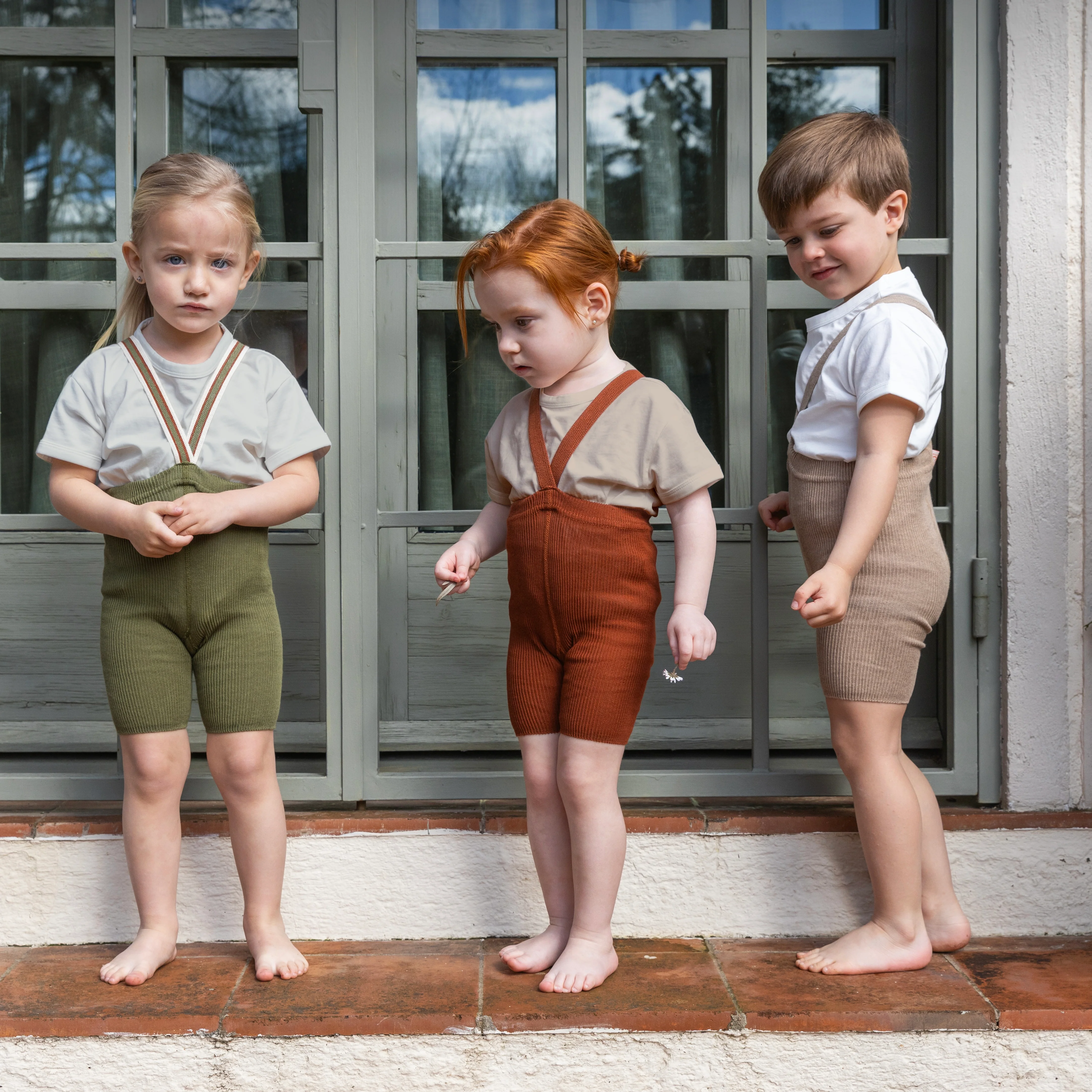 Organic Shorty Tights - Olive Striped - Image 6