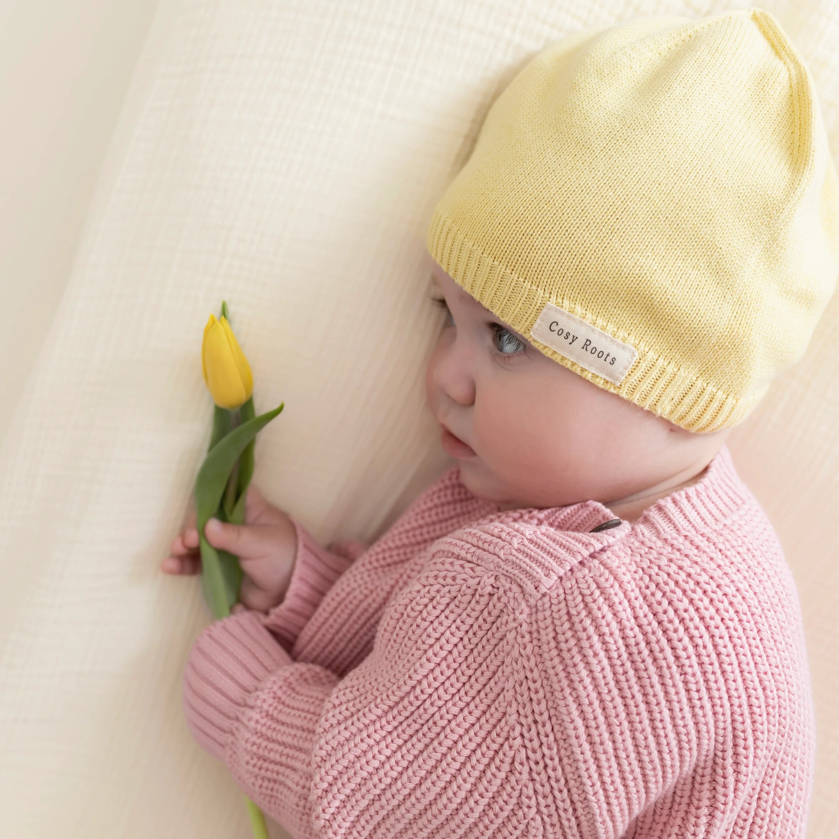 Organic Thin Knit Beanie - Lemon Tonic - Image 10
