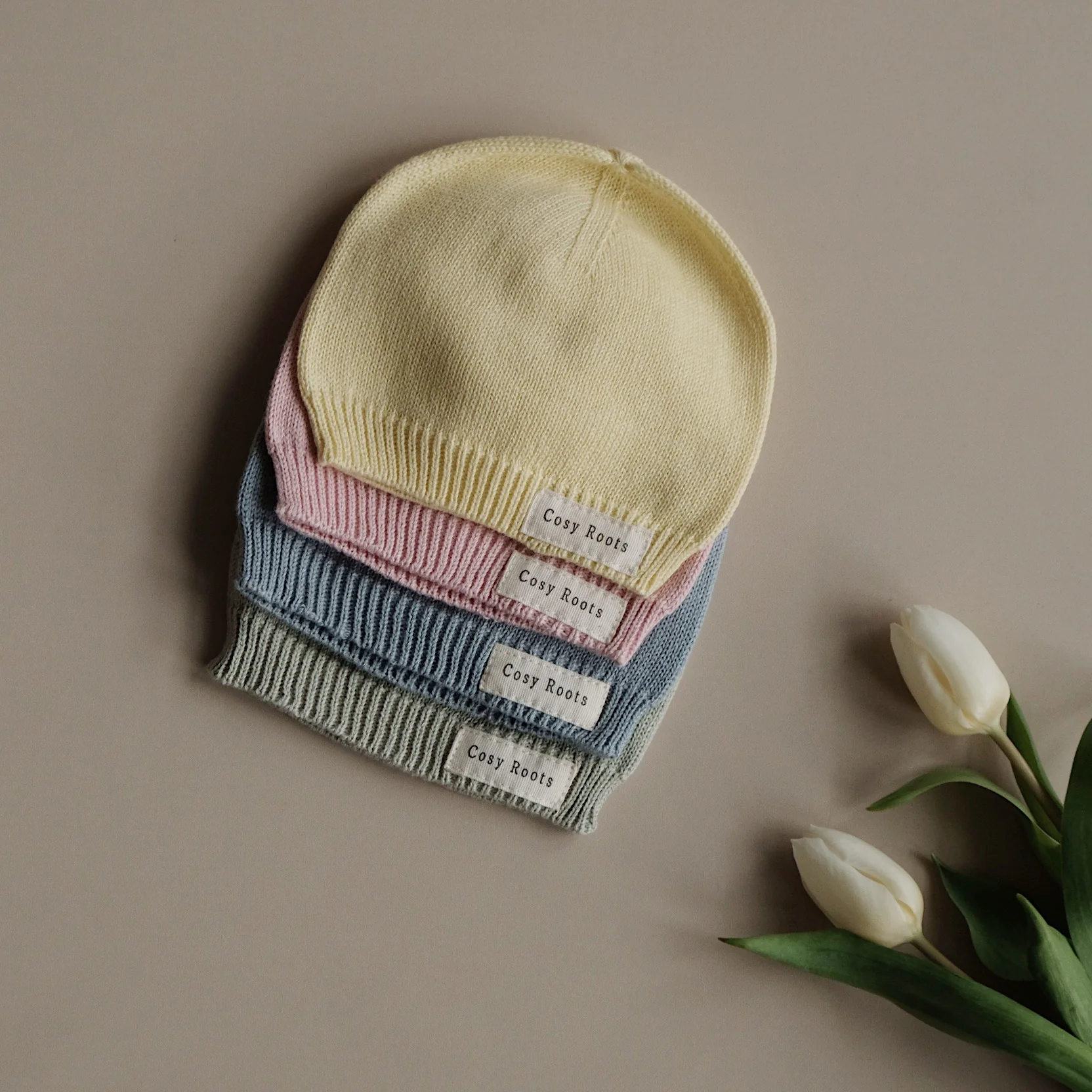 Organic Thin Knit Beanie - Dusty Blue - Image 8