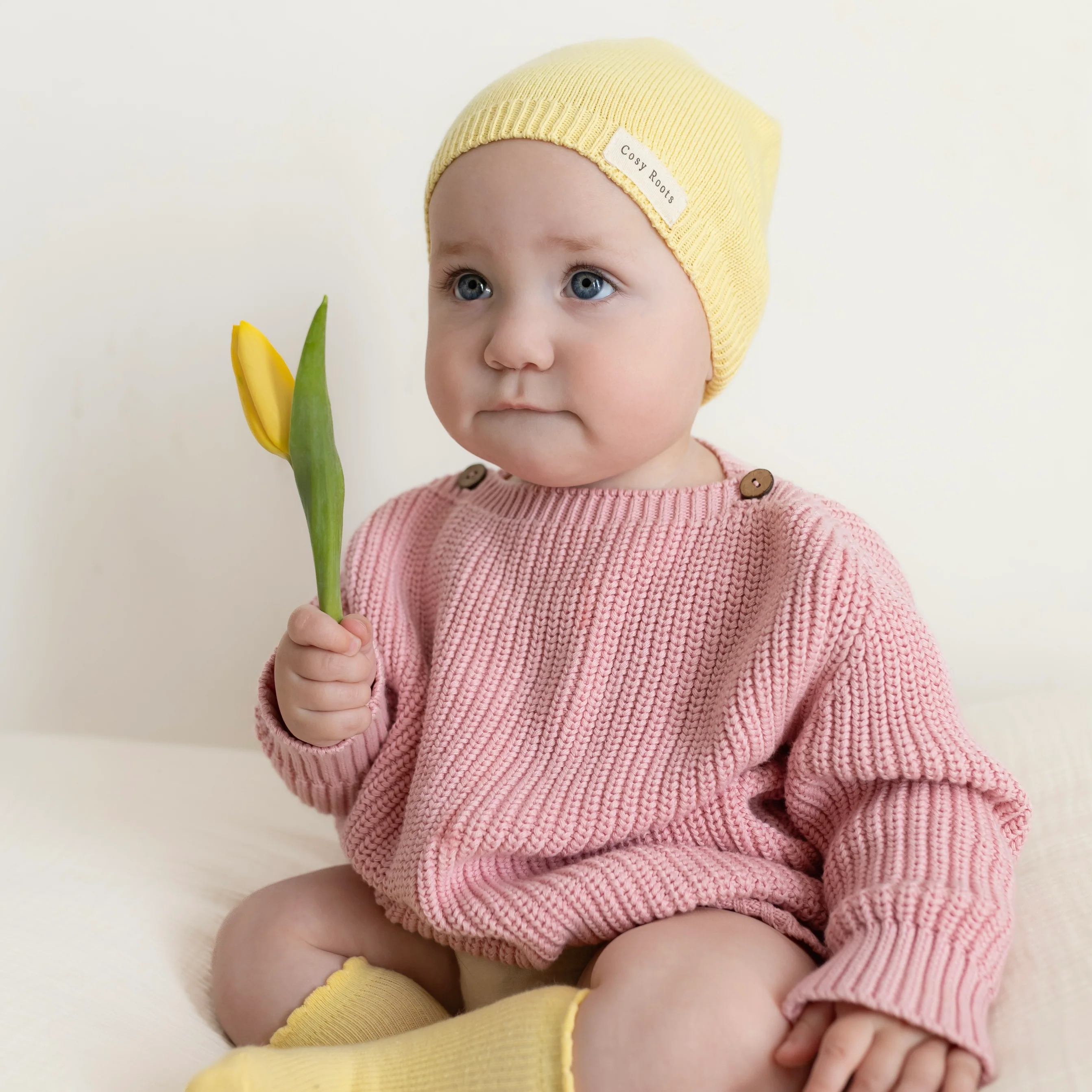 Organic Thin Knit Beanie - Lemon Tonic - Image 8