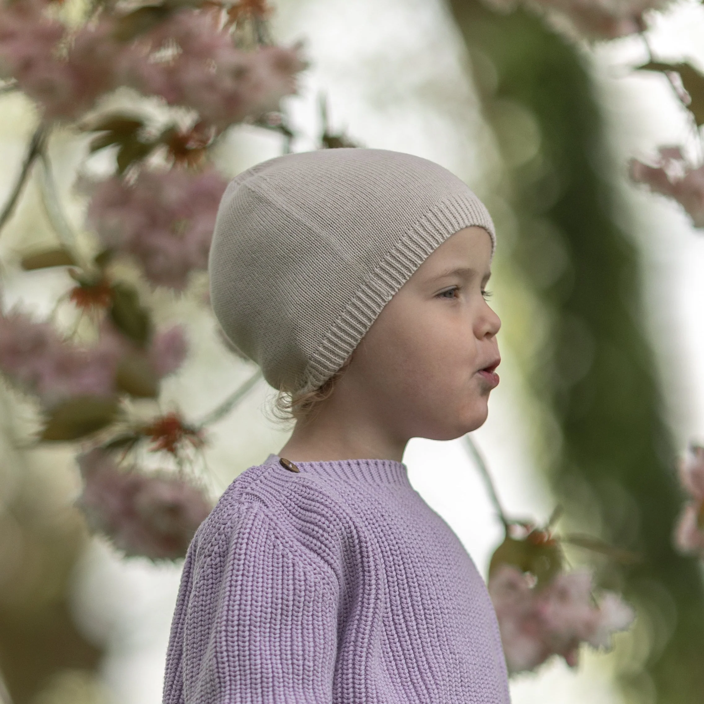 Organic Thin Knit Beanie - Sand - Image 4