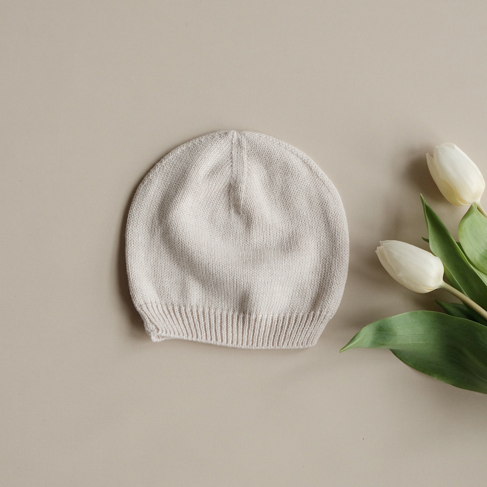 Organic Thin Knit Beanie - Sand - Image 8
