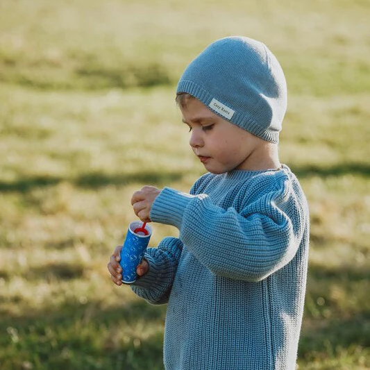 Organic Thin Knit Beanie - Dusty Blue - Image 3