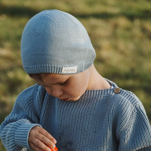 Organic Thin Knit Beanie - Dusty Blue - Image 5