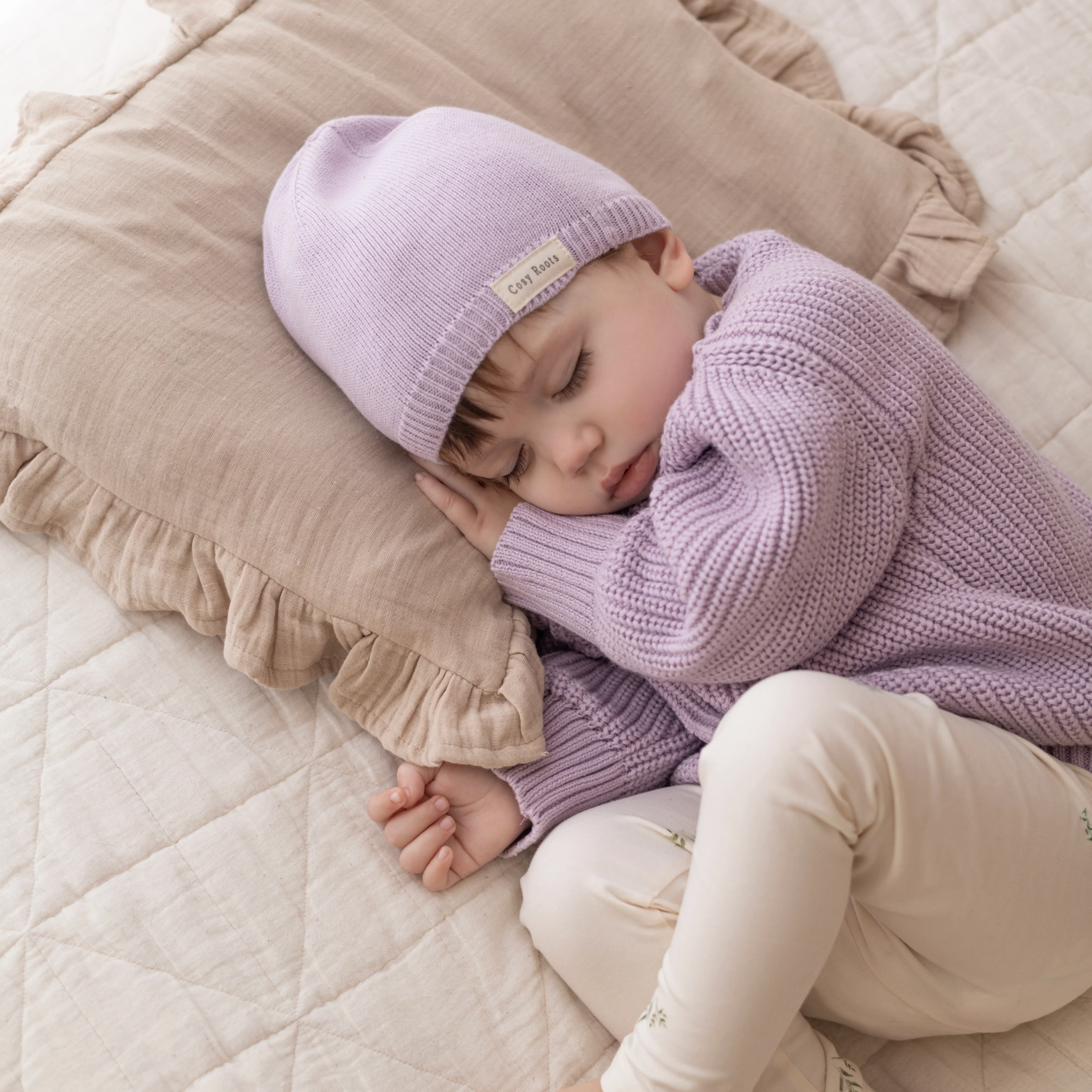 Organic Thin Knit Beanie - Lavender - Image 3
