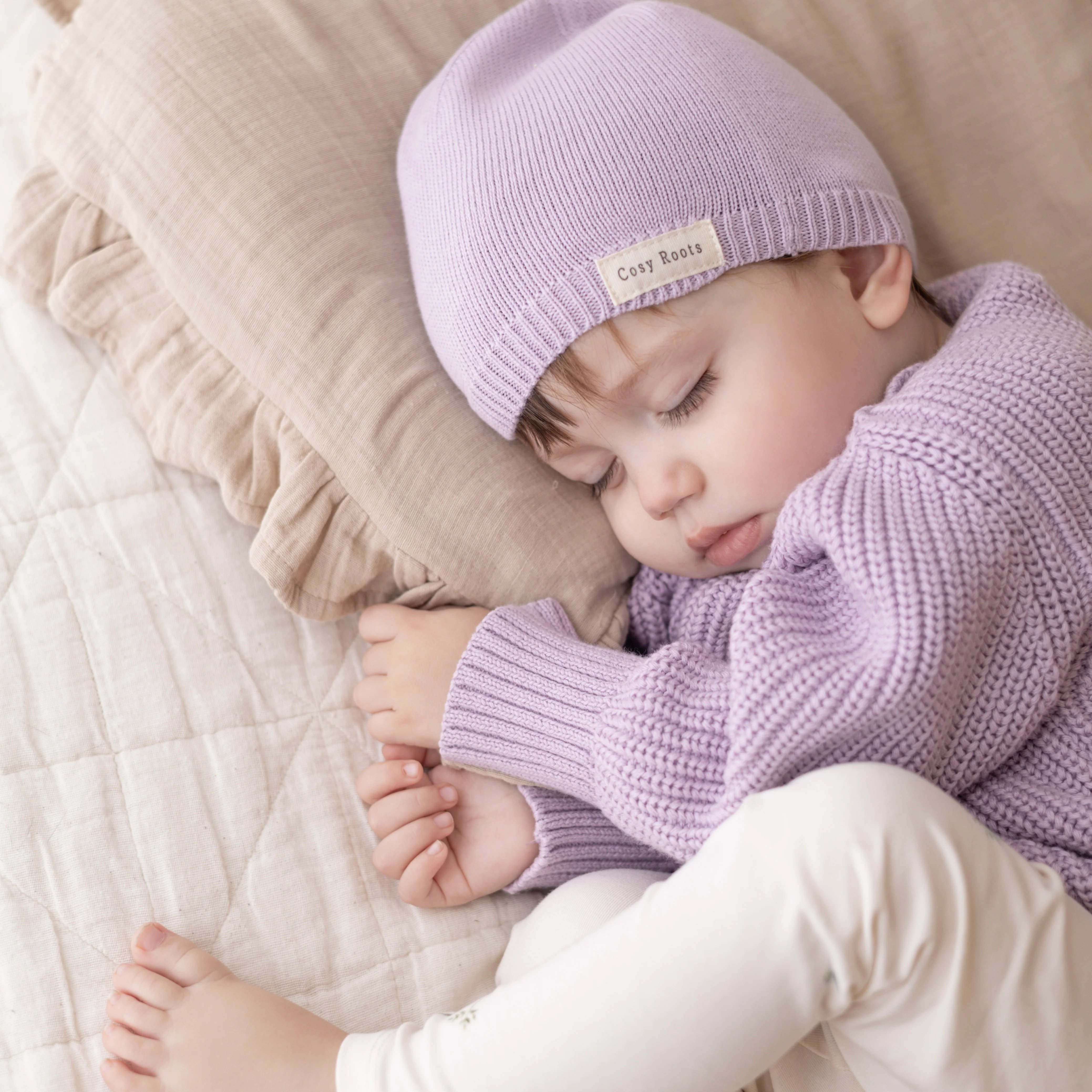 Organic Thin Knit Beanie - Lavender - Image 5