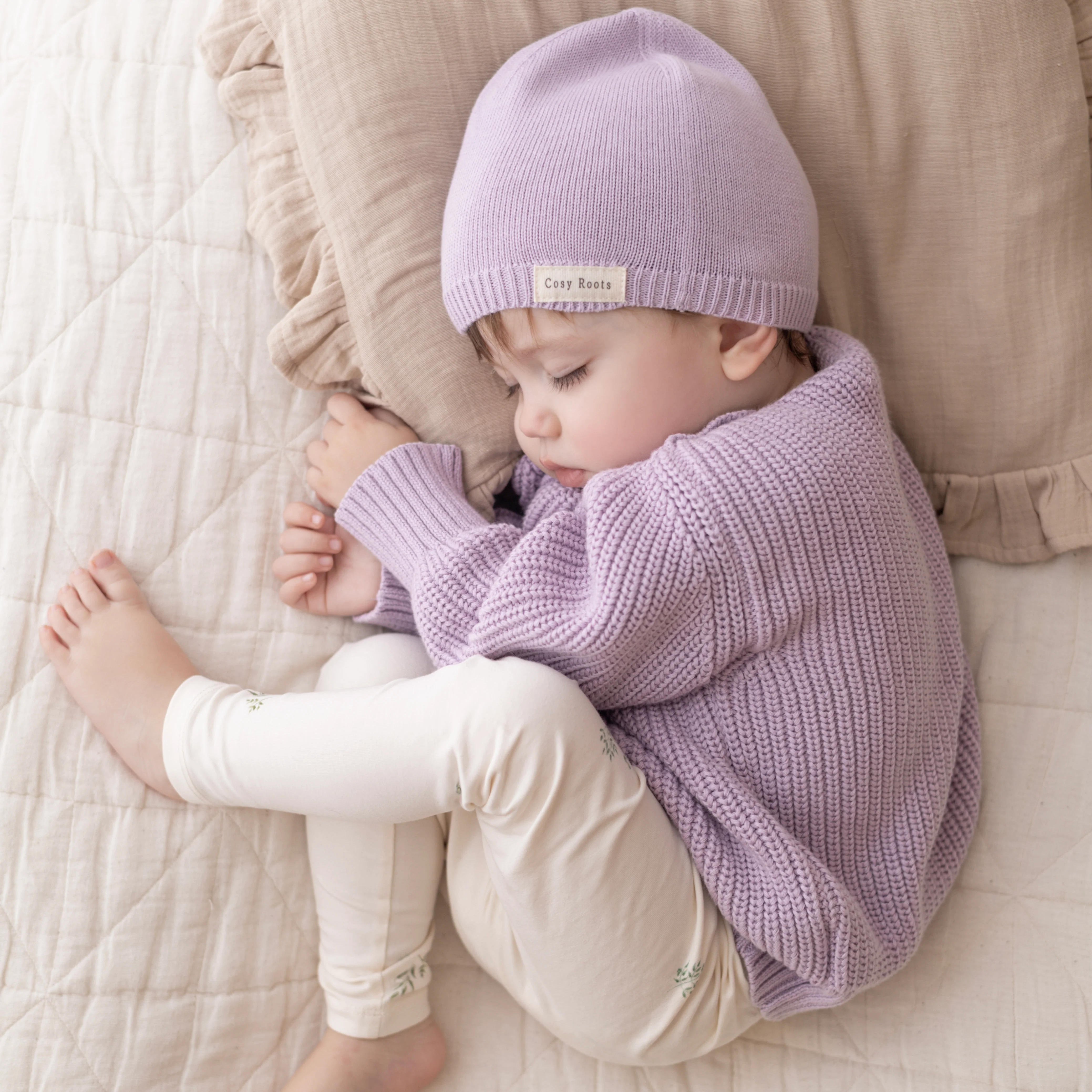 Organic Thin Knit Beanie - Lavender - Image 6