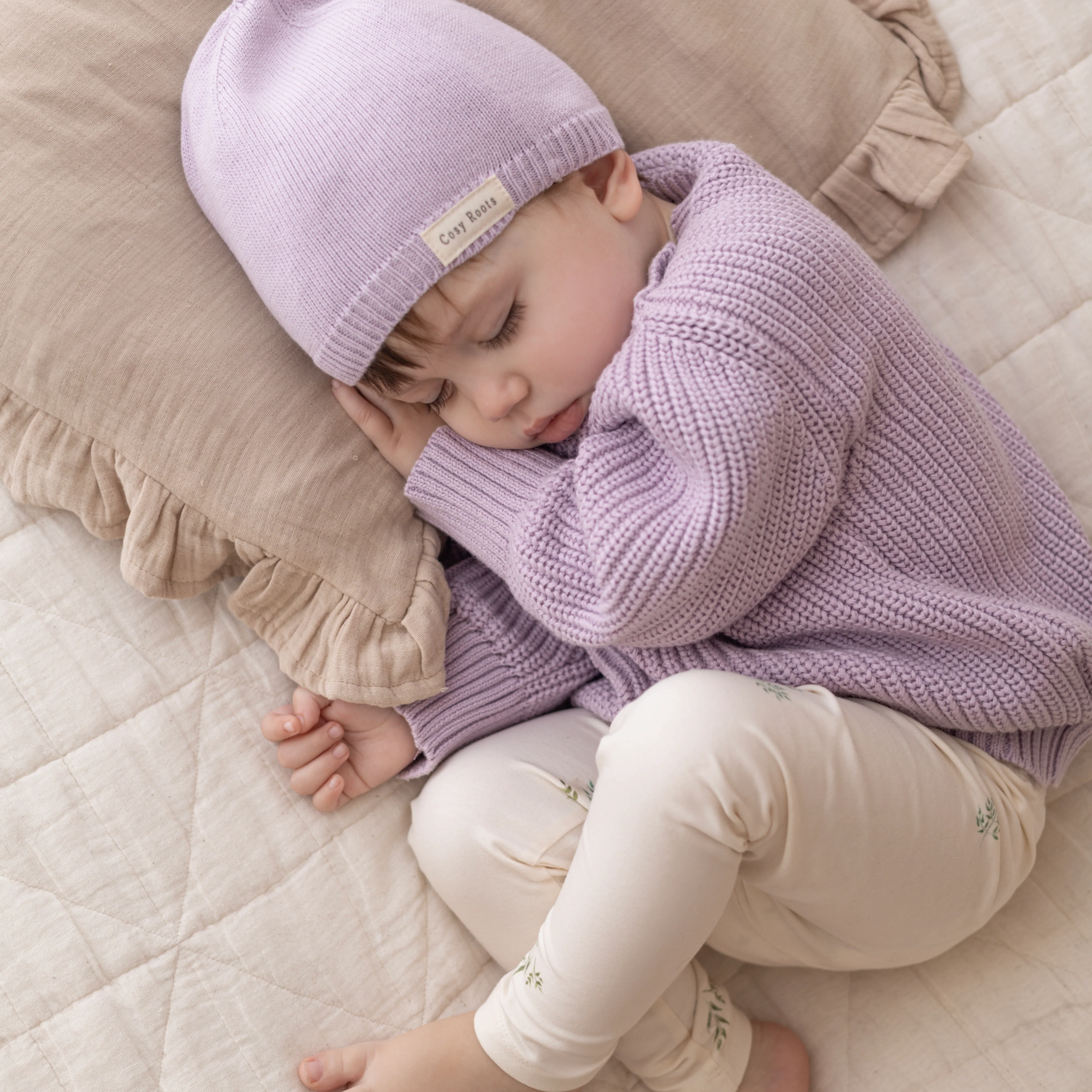 Organic Thin Knit Beanie - Lavender - Image 7