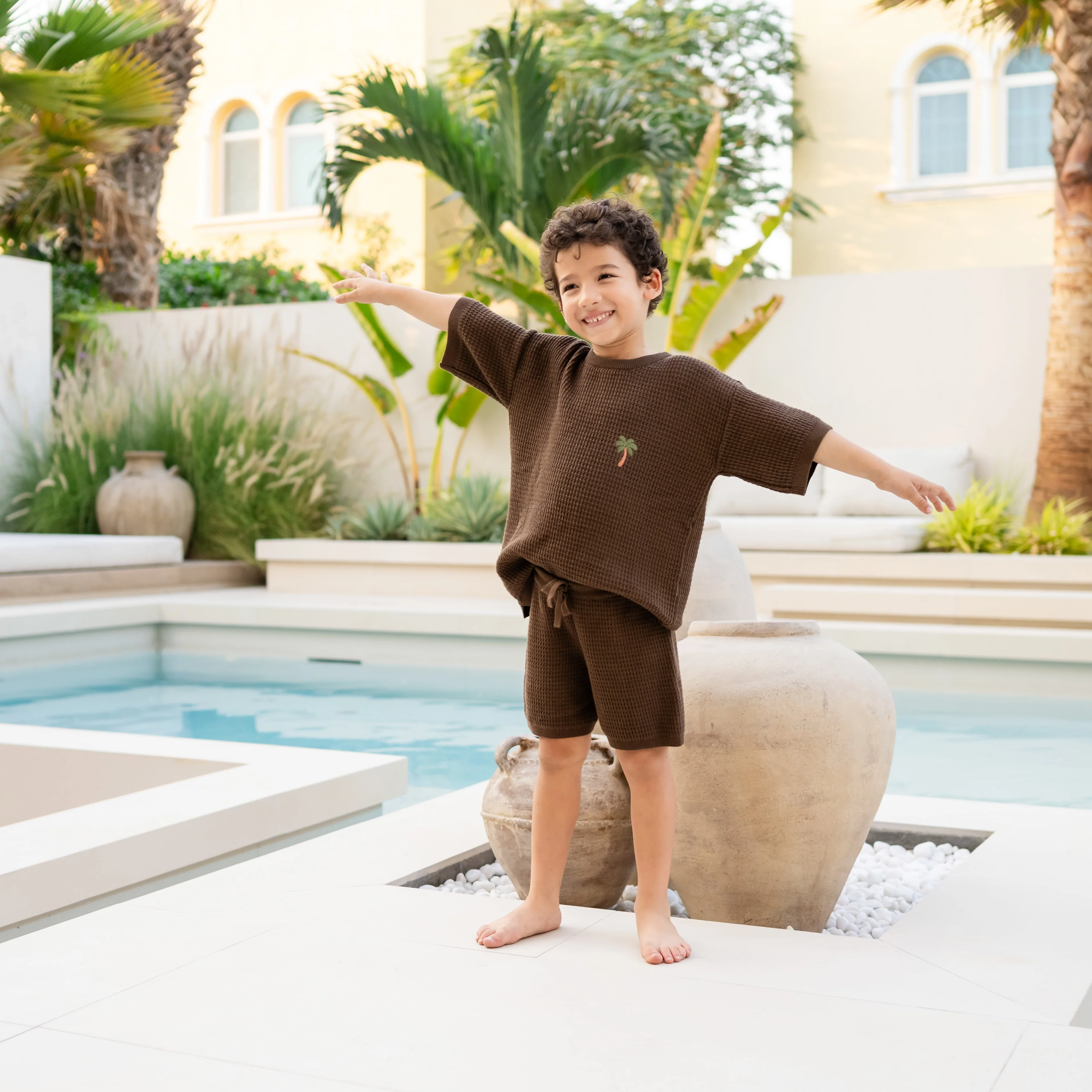 Organic Palm Summer Knit Shirt - Chocolate Brown - Image 4