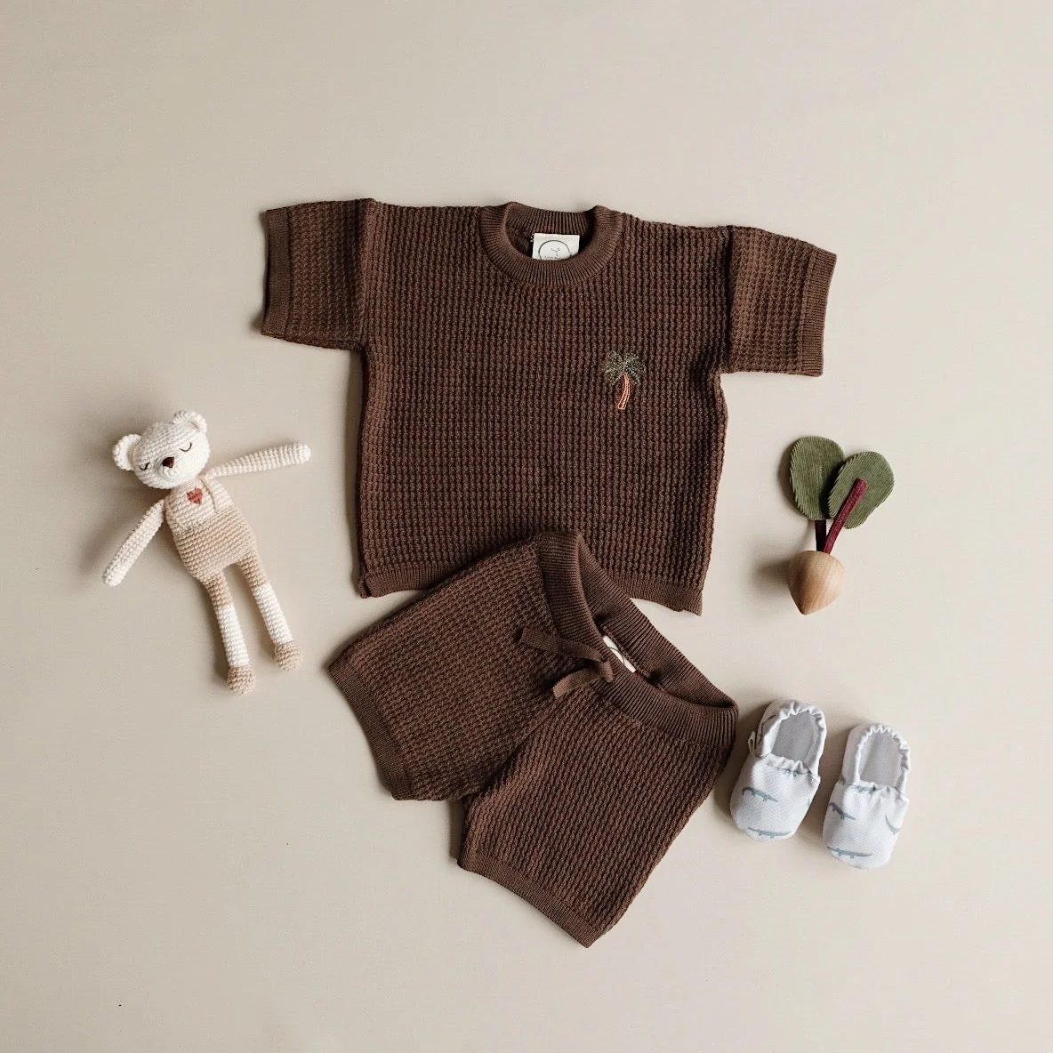 Organic Palm Summer Knit Shirt - Chocolate Brown - Image 10