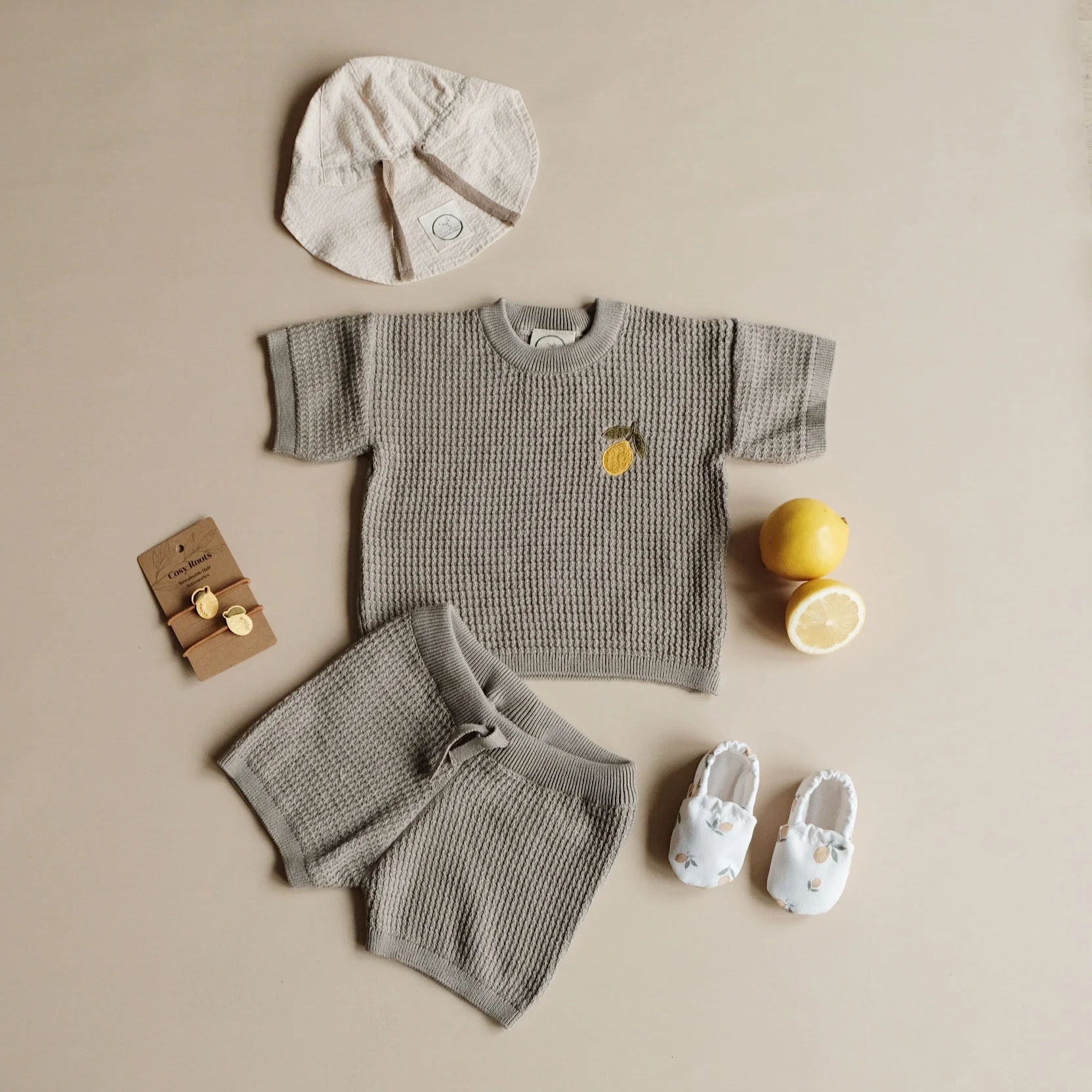 Organic Lemon Summer Knit Shirt - Khaki - Image 11