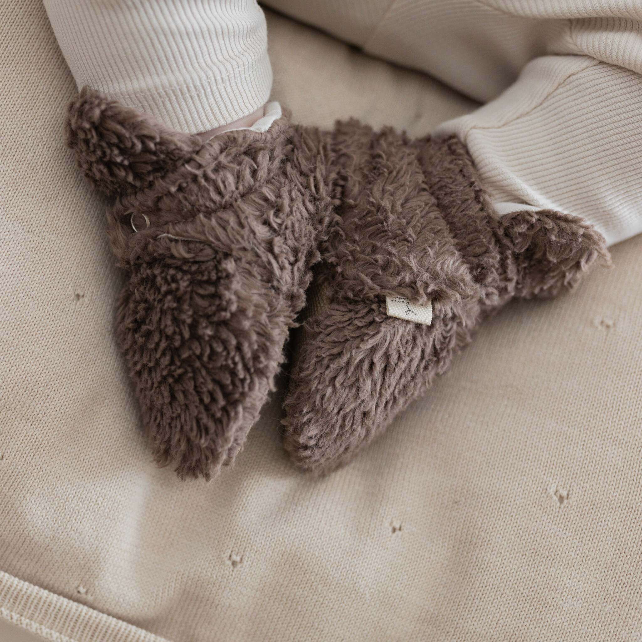 Organic Teddy Booties - Mocha - SALE - Image 3