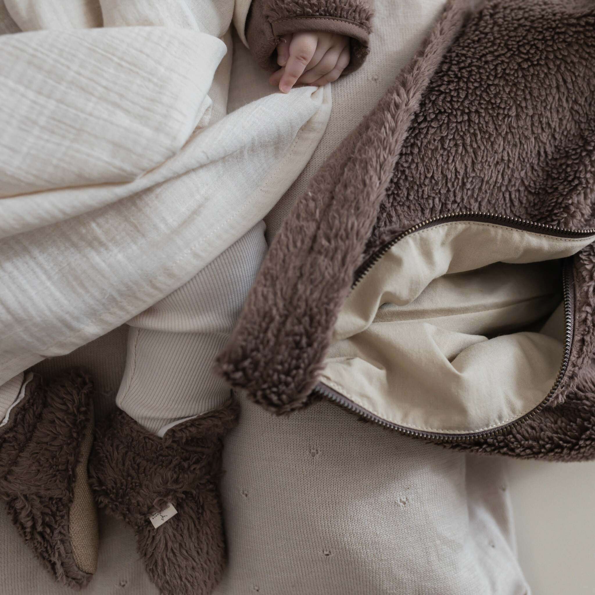 Organic Teddy Booties - Mocha - SALE - Image 4