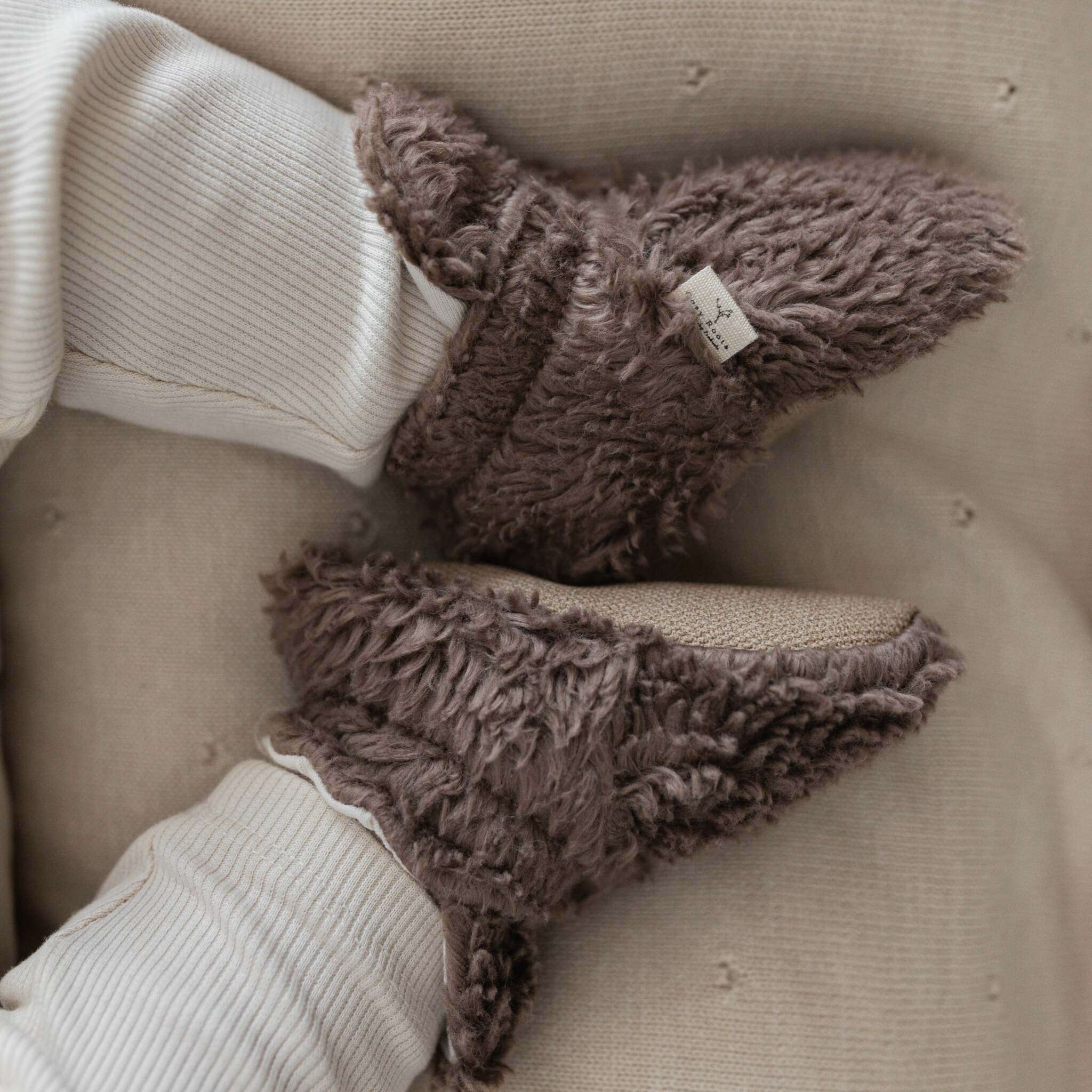 Organic Teddy Booties - Mocha - SALE - Image 5