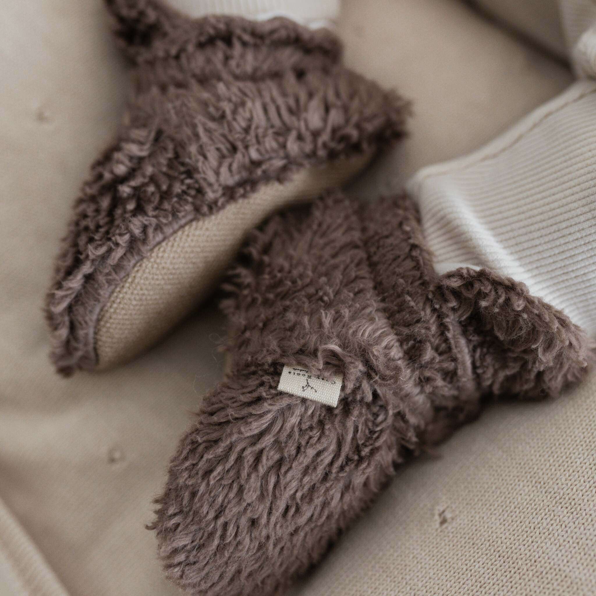 Organic Teddy Booties - Mocha - SALE - Image 7