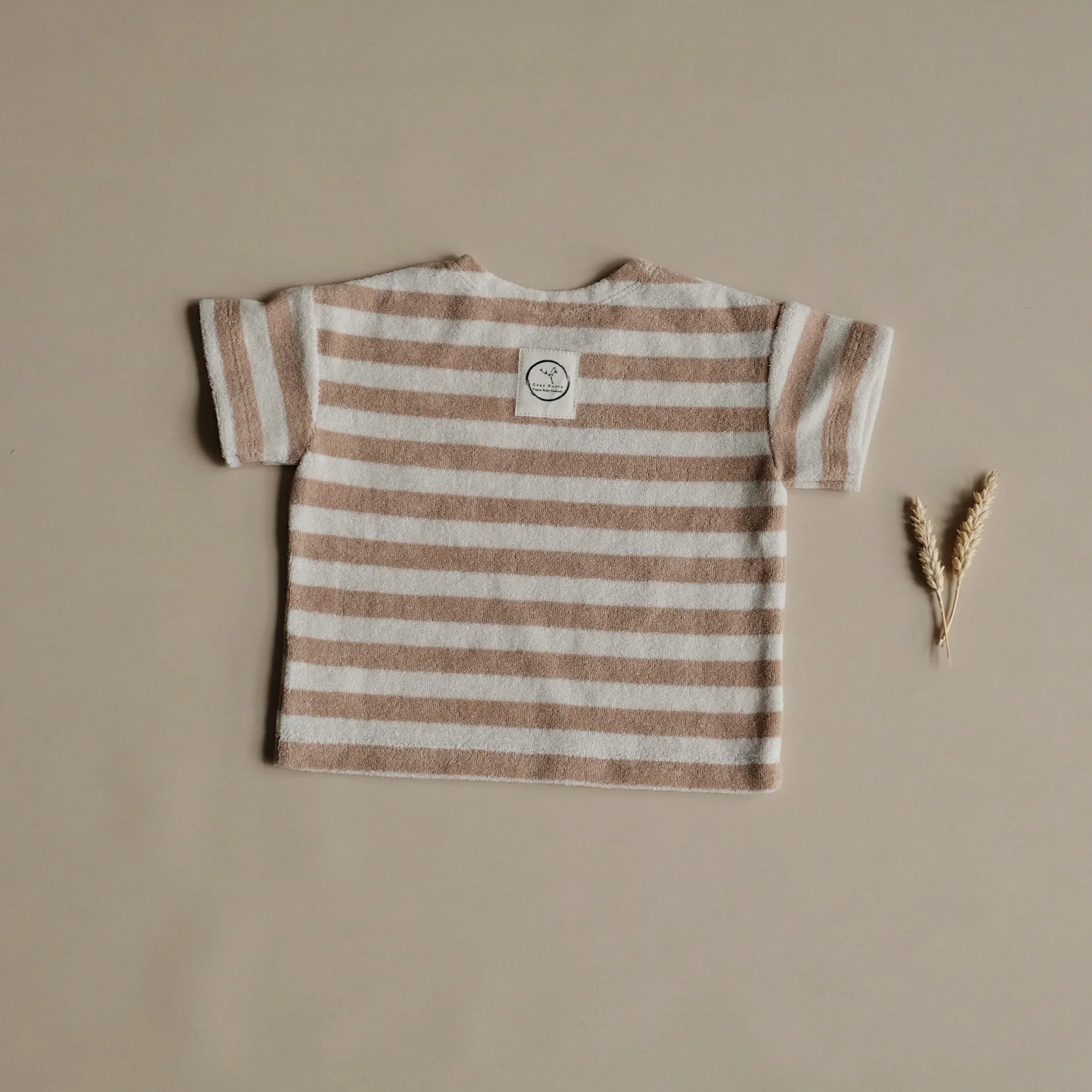 Organic Terry Shirt - Latte Striped - Image 6